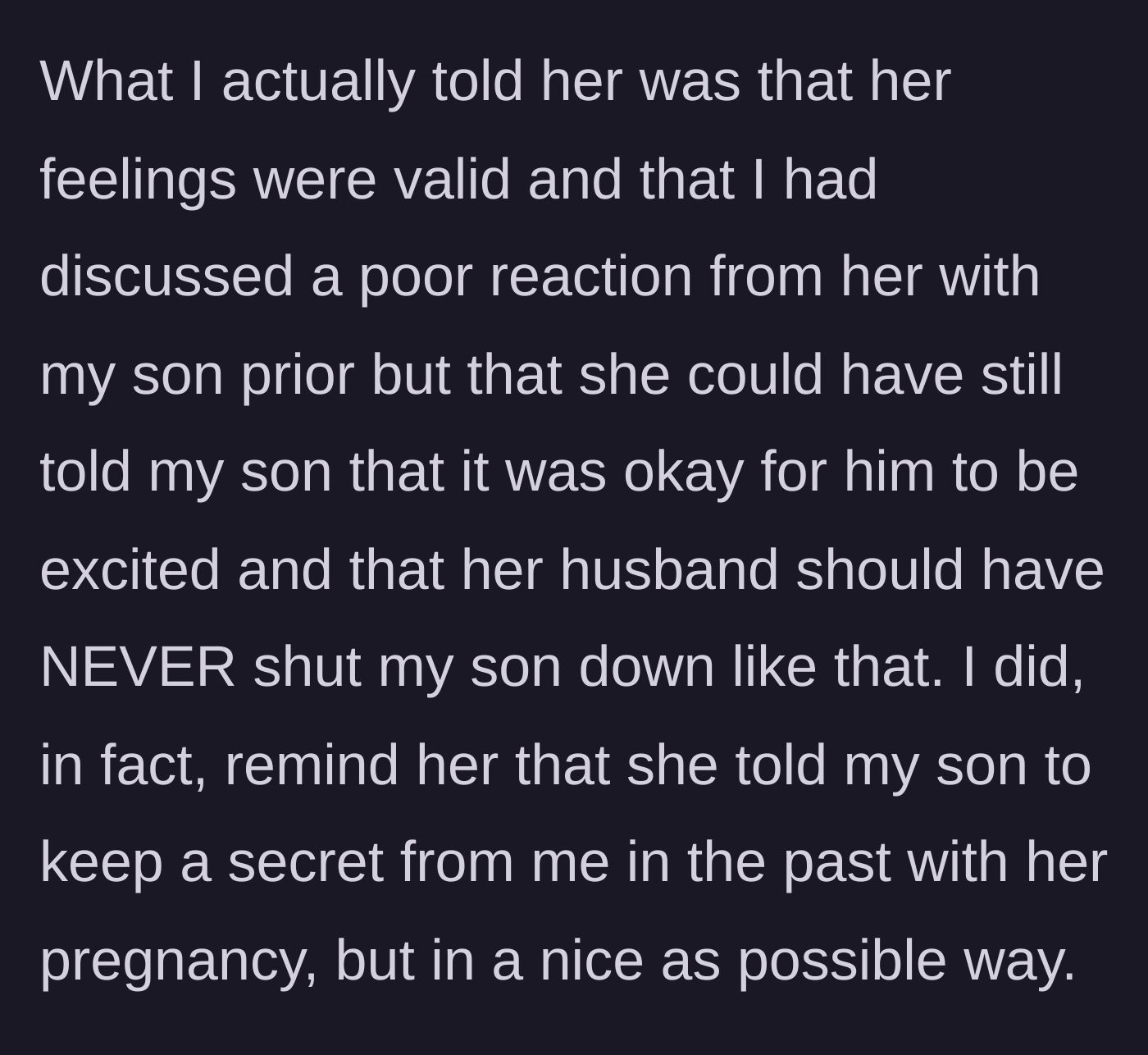 Story part 7 - The mother sends a measured reply validating the stepmom's pain while firmly defending her son and pointing out the stepmom's past hypocrisy.