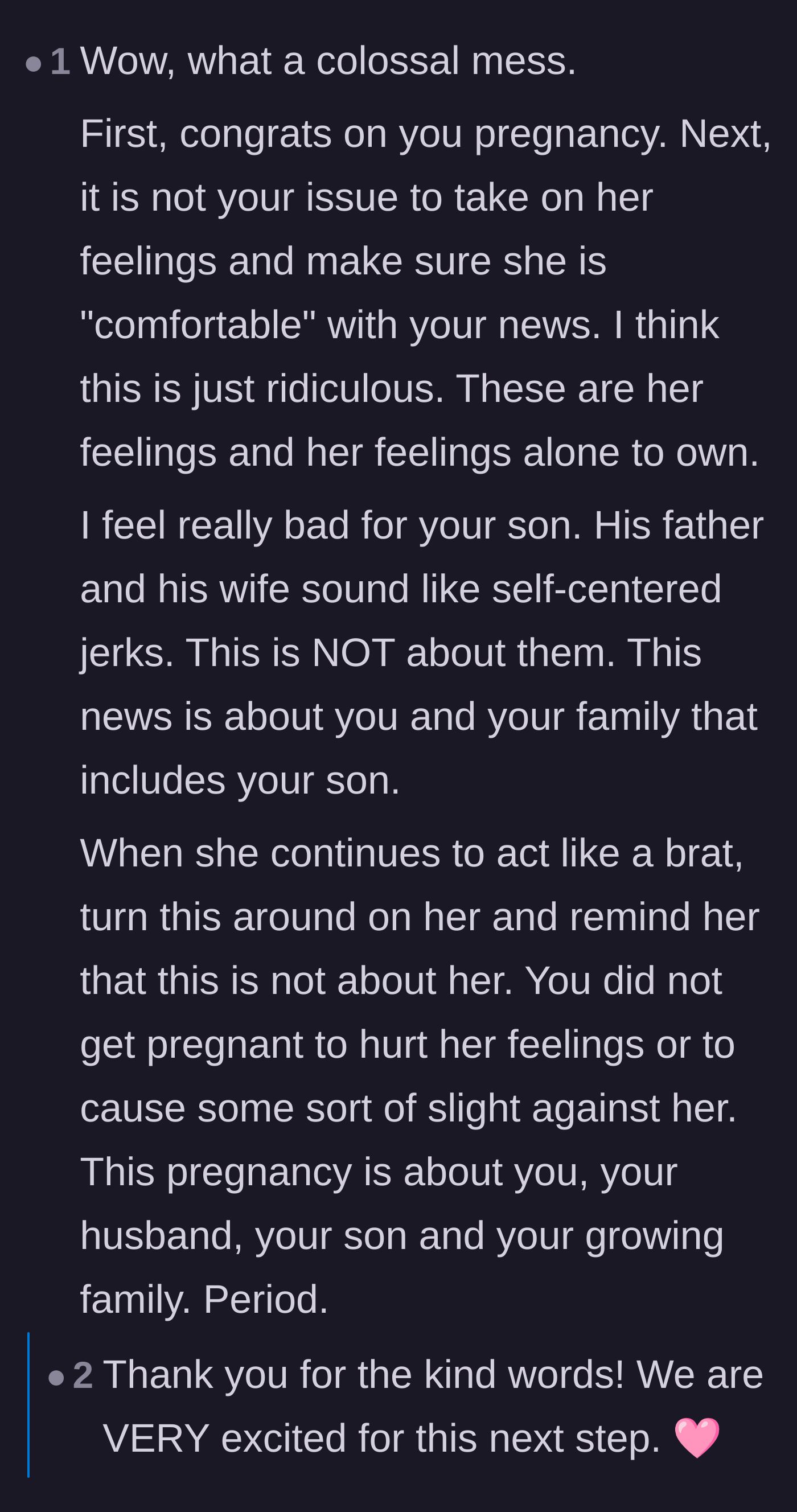 Comment thread 1 - Readers criticizing the father for enabling the stepmother's behavior and advising documentation