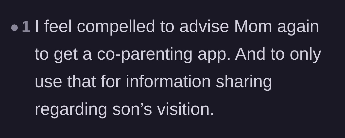 Comment thread 2 - Advice on switching all communication to an official co-parenting app