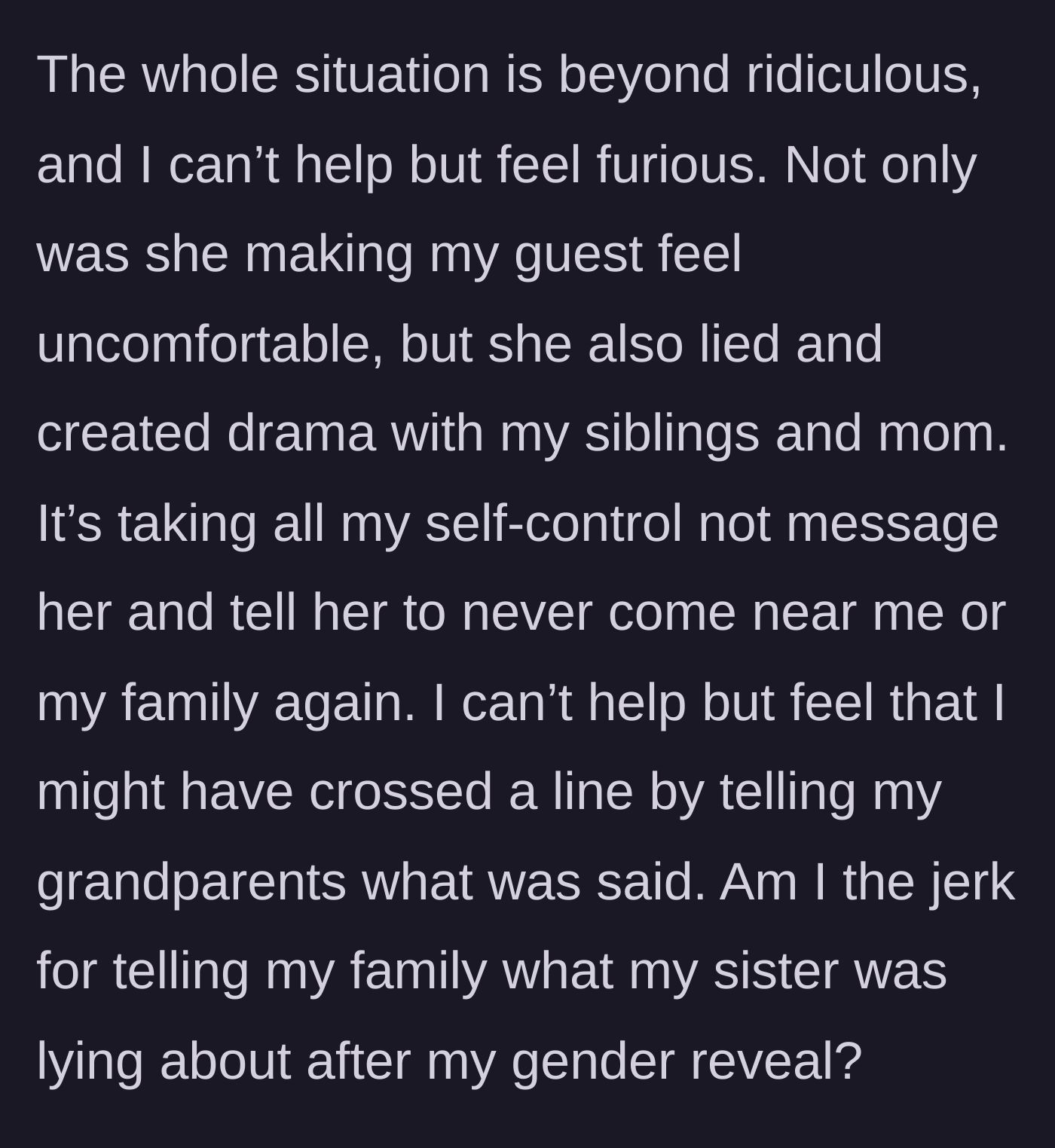 Story part 7 - A woman holding her head in her hands, questioning if she overreacted despite being totally justified.