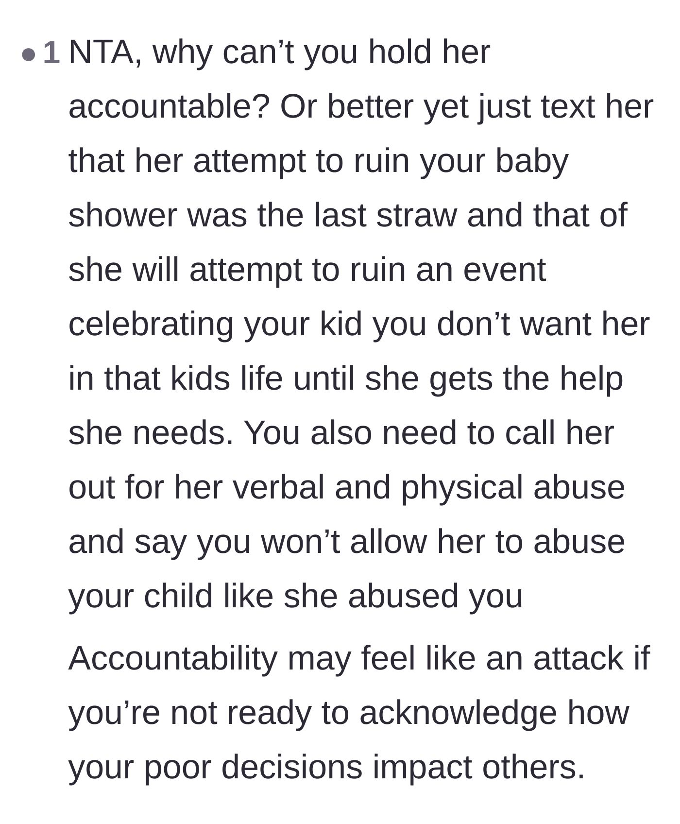 Comment thread 3 - Advice on directly confronting the sister about her lifelong abusive behavior.
