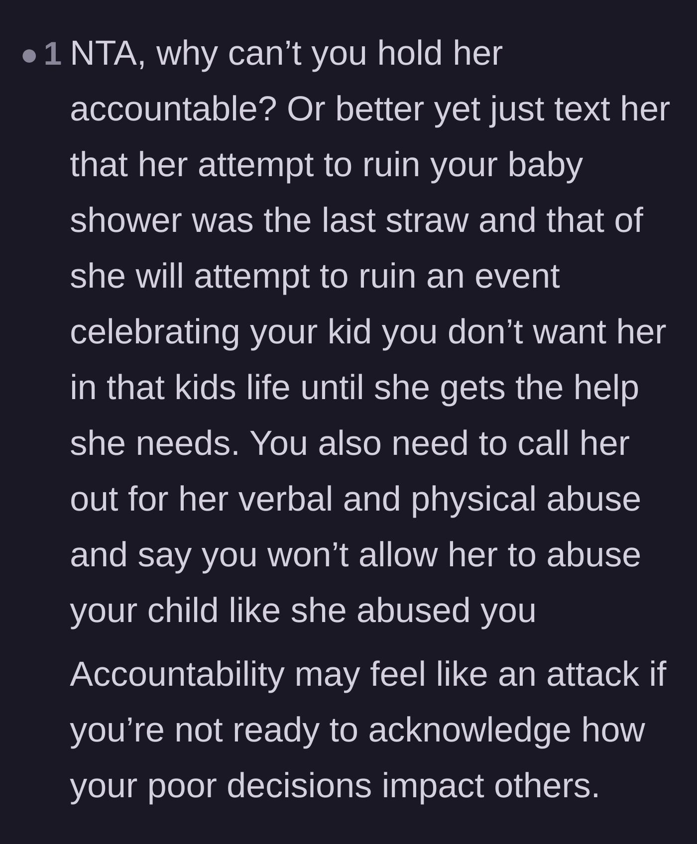 Comment thread 3 - Advice on directly confronting the sister about her lifelong abusive behavior.
