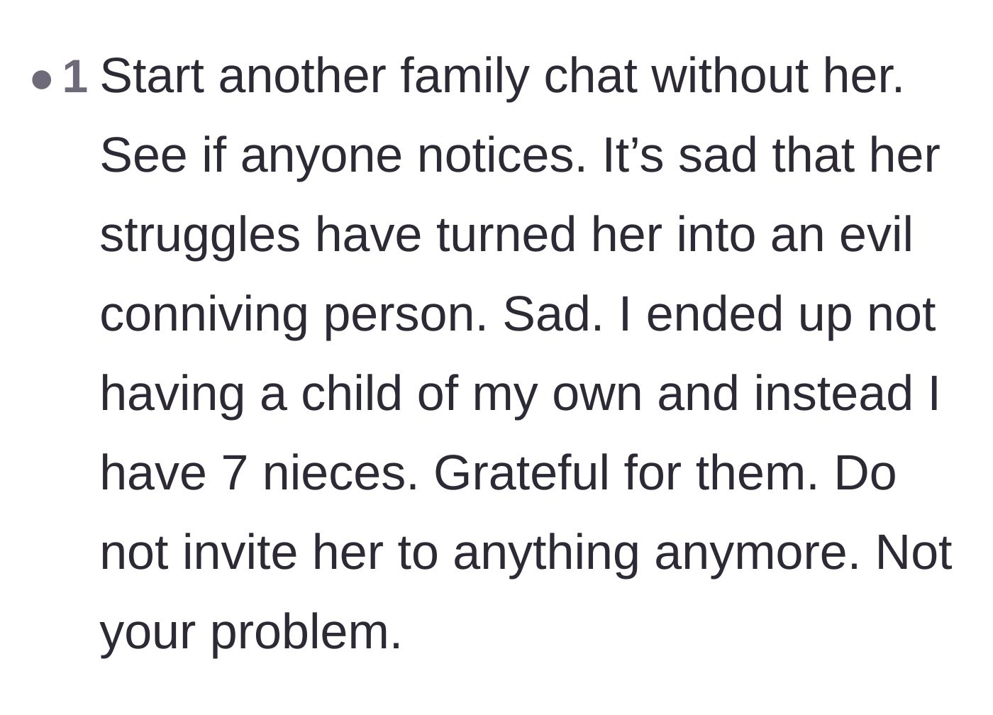 Comment thread 6 - A reader sharing their own infertility journey to prove it doesn't excuse toxic behavior.