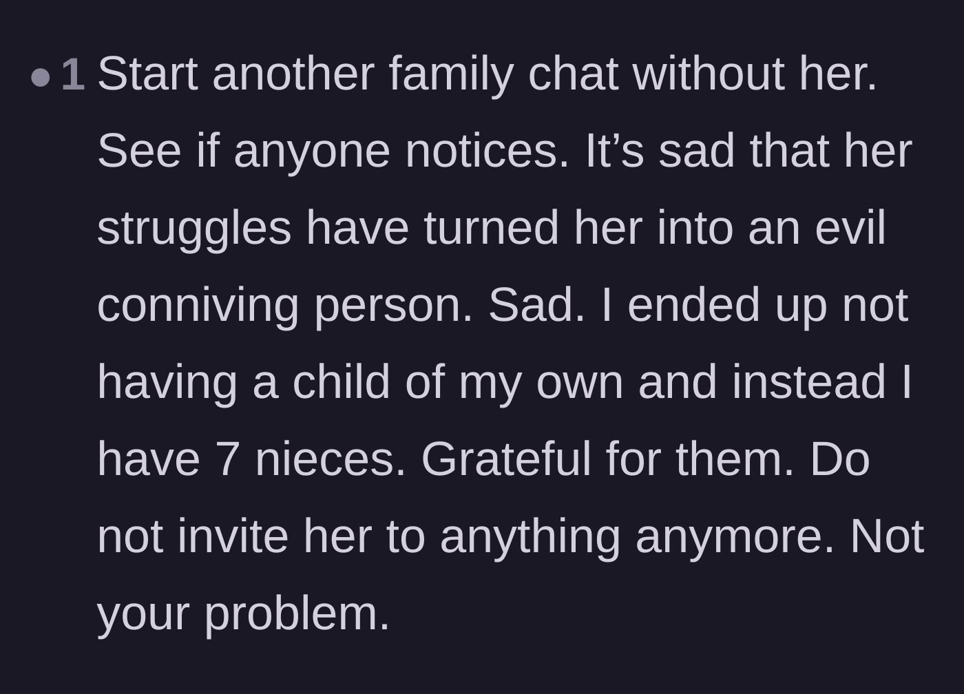 Comment thread 6 - A reader sharing their own infertility journey to prove it doesn't excuse toxic behavior.