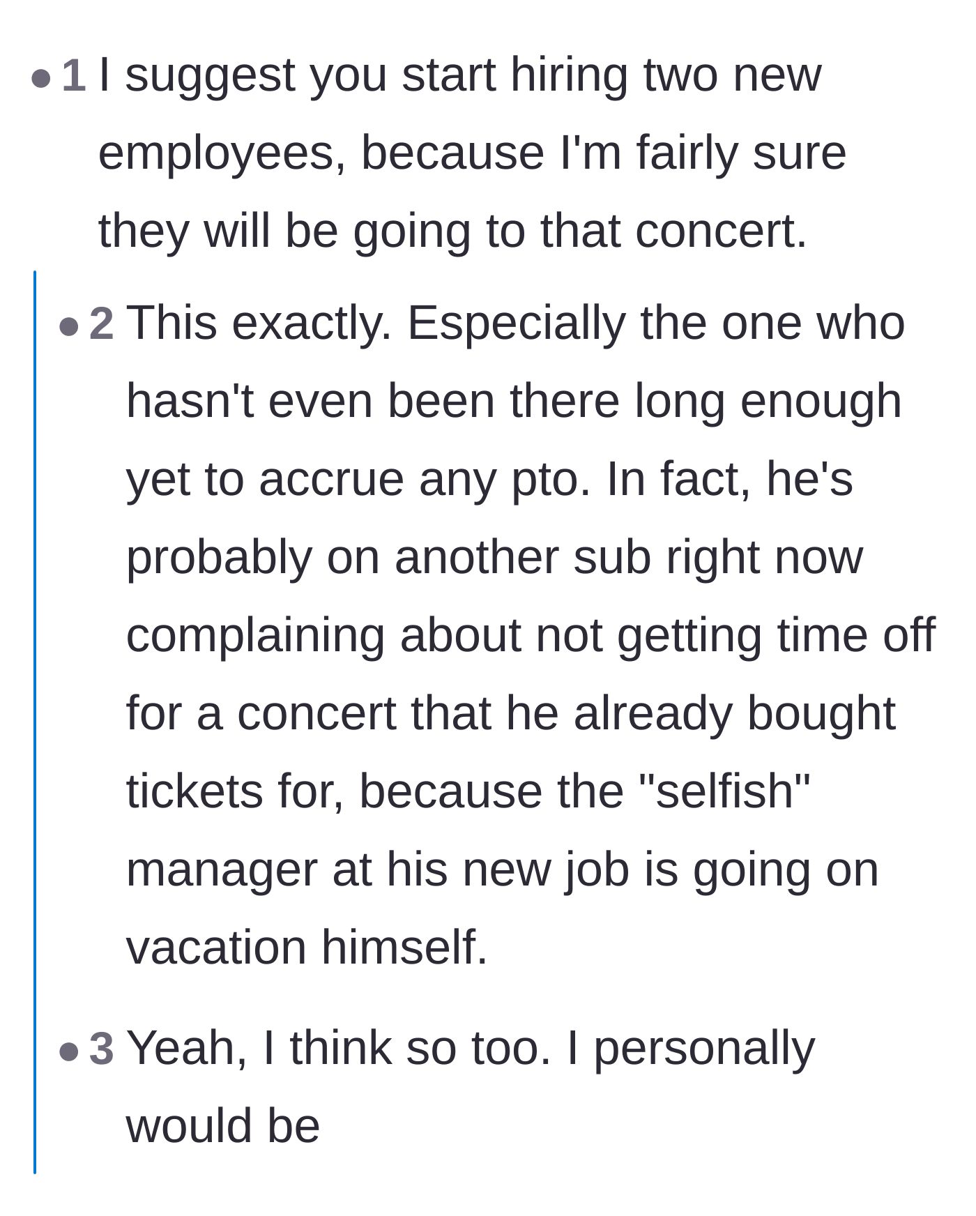 Commenters debating if management should just hire replacements because retail workers value concerts over low-paying jobs.