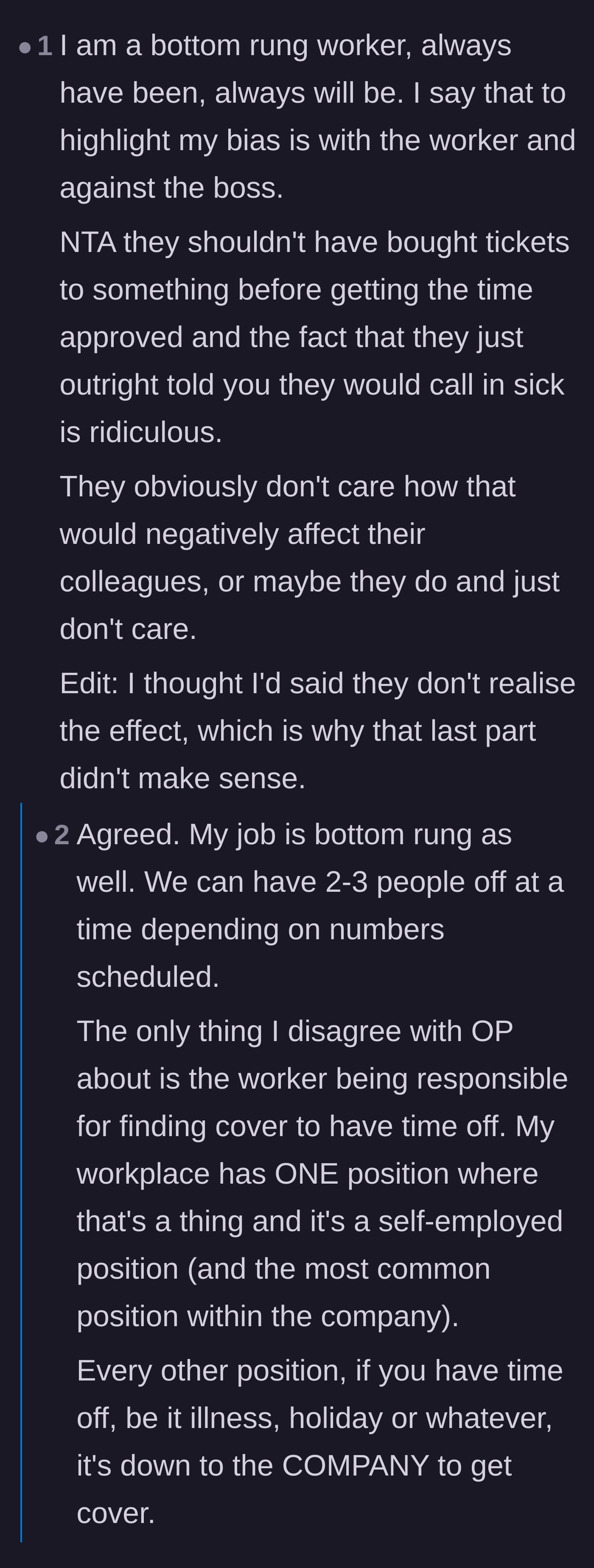 A self-described entry-level worker siding with the manager because the employees' actions unfairly punish their coworkers.
