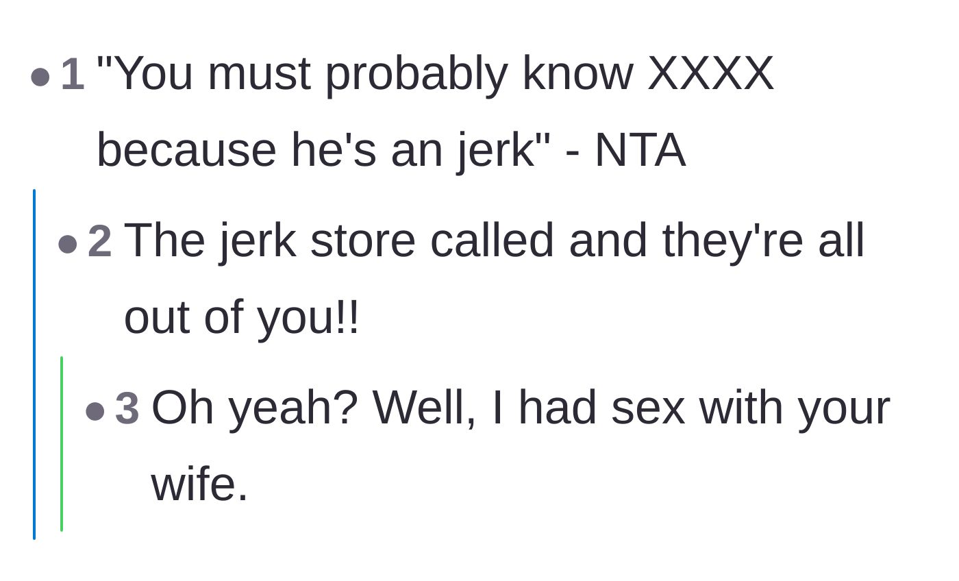 Comment thread 2 - Readers joke about substituting the word alcoholic for a more fitting insult, trailing into pop culture references.