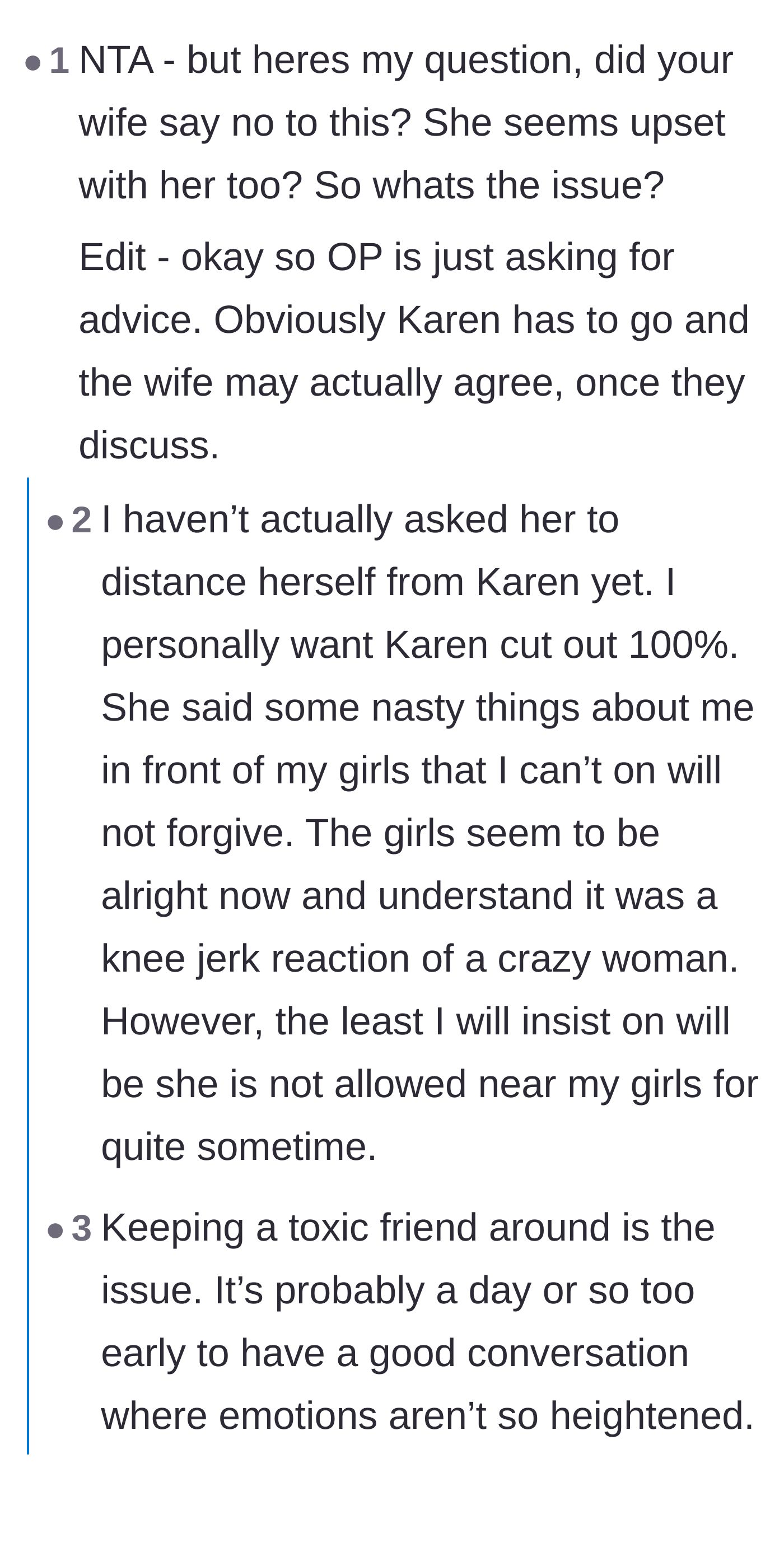 Comment thread 2 - Commenters figuring out that Karen is a miserable, single woman projecting her issues onto the marriage.