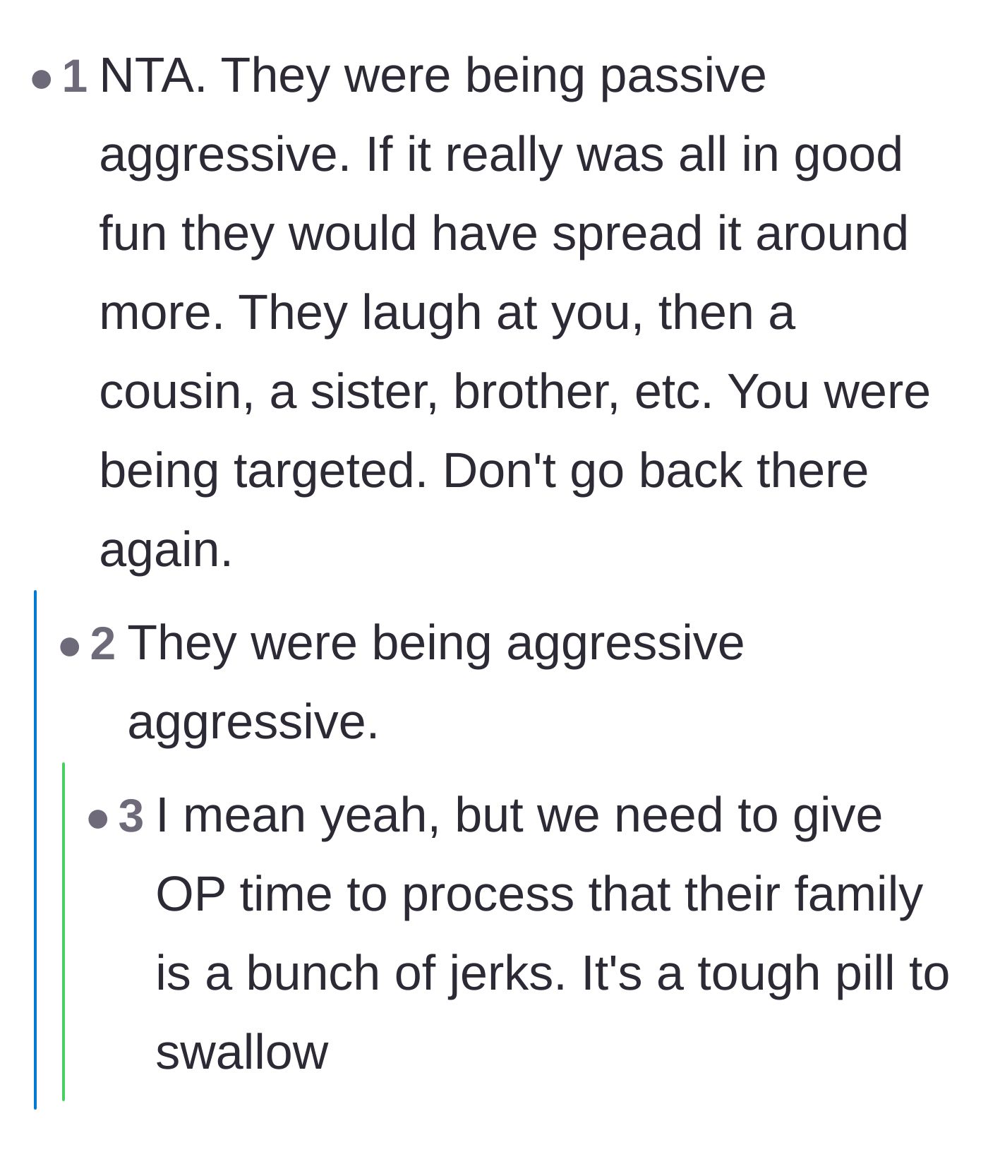Comment thread 4 - Pointing out the difference between mutual teasing and targeted harassment