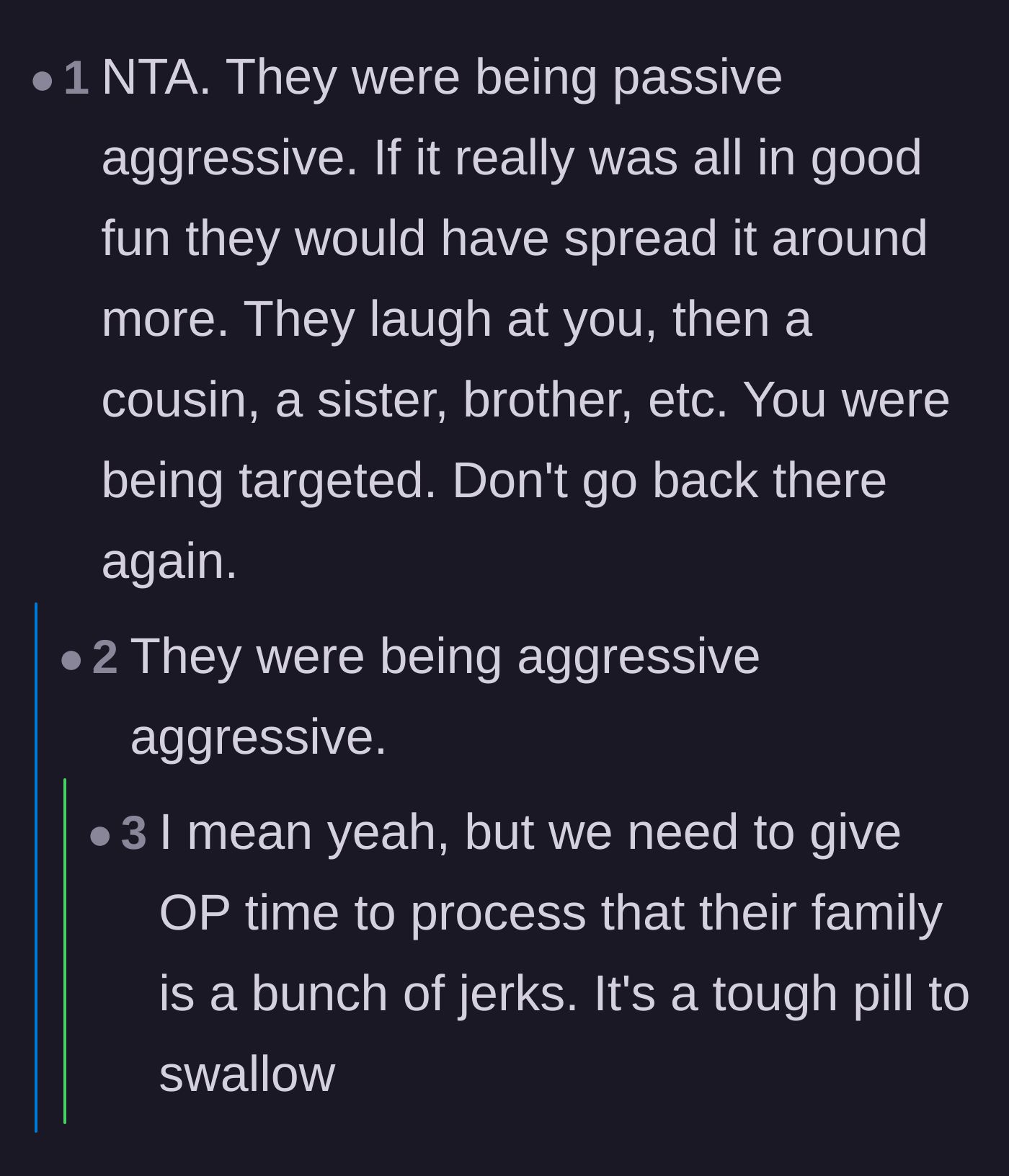 Comment thread 4 - Pointing out the difference between mutual teasing and targeted harassment