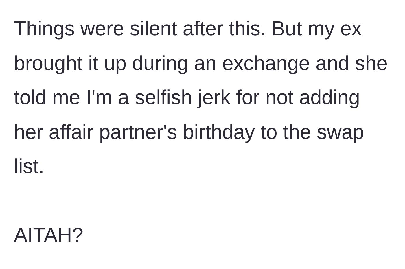 Story part 6 - The ex-wife verbally harasses the father during a custody exchange after the lawyers' confrontation.