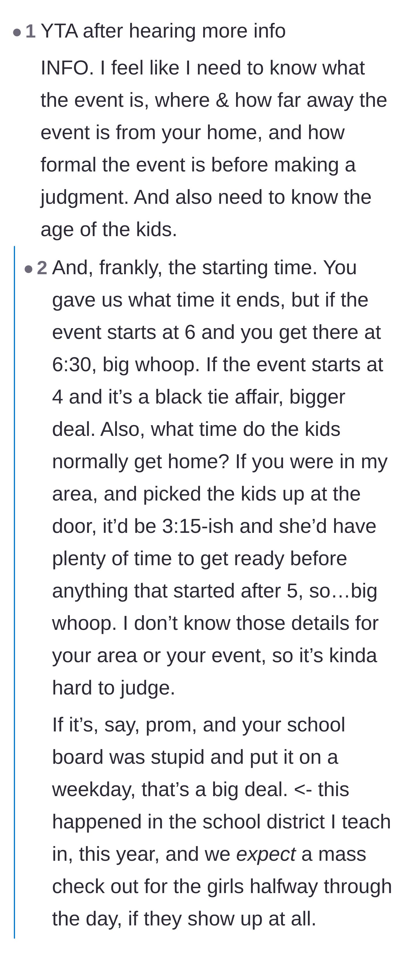 Comment thread 5 - Commenters pointing out that the mother and daughter will face all the social judgment if they arrive unkempt or late.