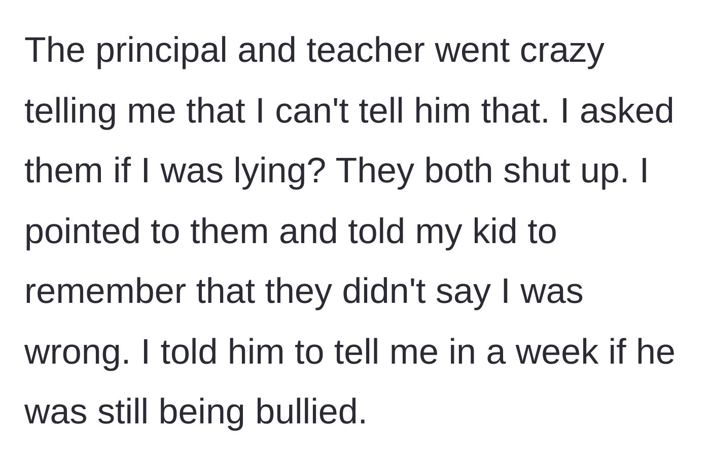 Story part 6 - The school staff panic at the father's legal lesson, but are forced to admit he isn't lying, as he gives them a one-week deadline to fix the issue.