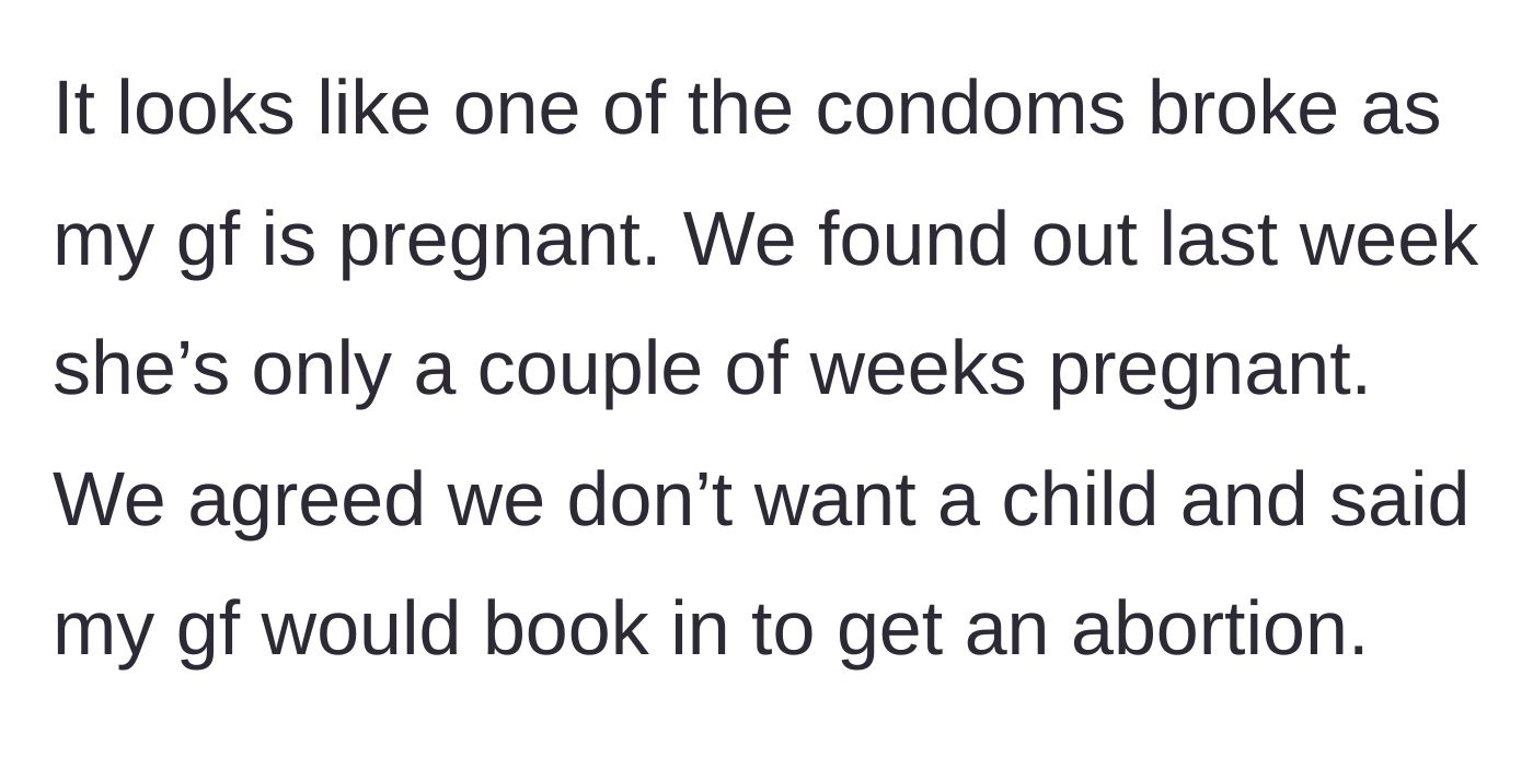 Story part 3 - The couple discovers an accidental pregnancy and makes a mutual, difficult decision to terminate.