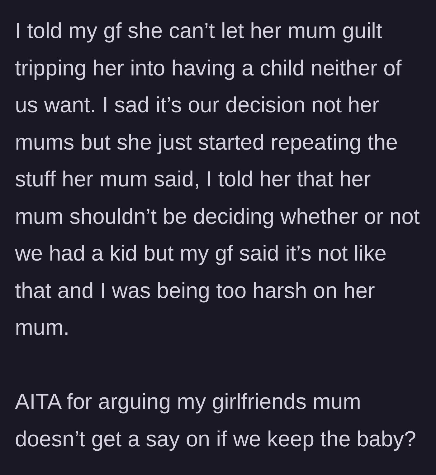 Story part 6 - The boyfriend tries to enforce boundaries against the mother's interference, but the girlfriend defends her mother, leaving him feeling isolated.