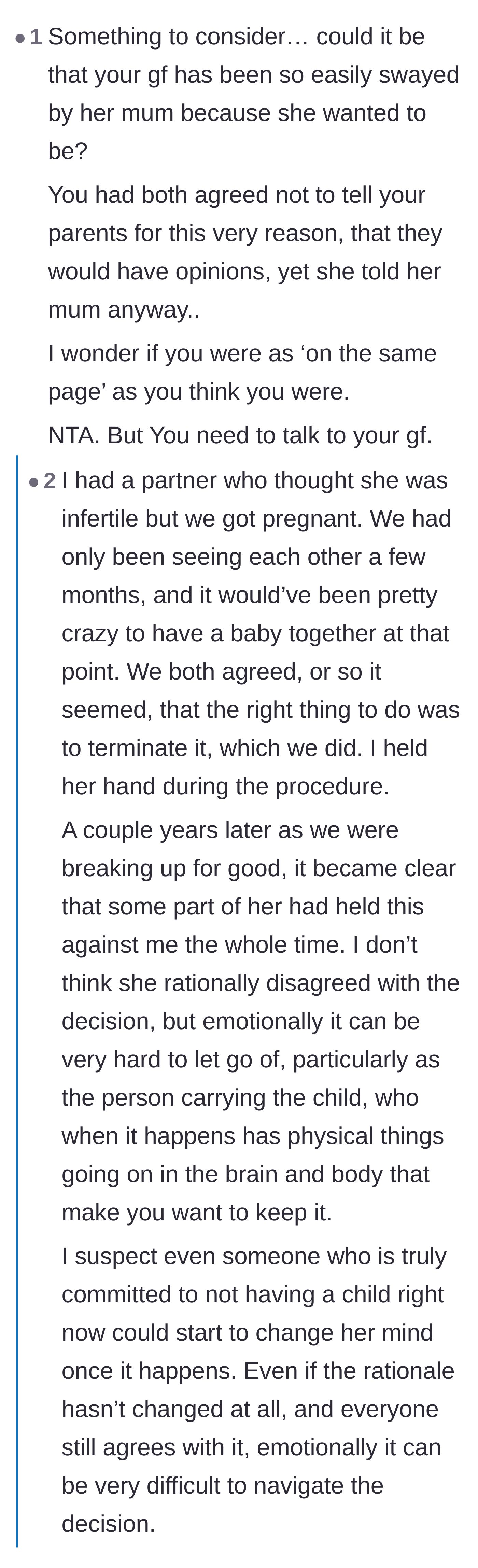 Comment thread 1 - A deep dive into how the hormonal and emotional reality of pregnancy can completely rewrite a woman's theoretical child-free plans.