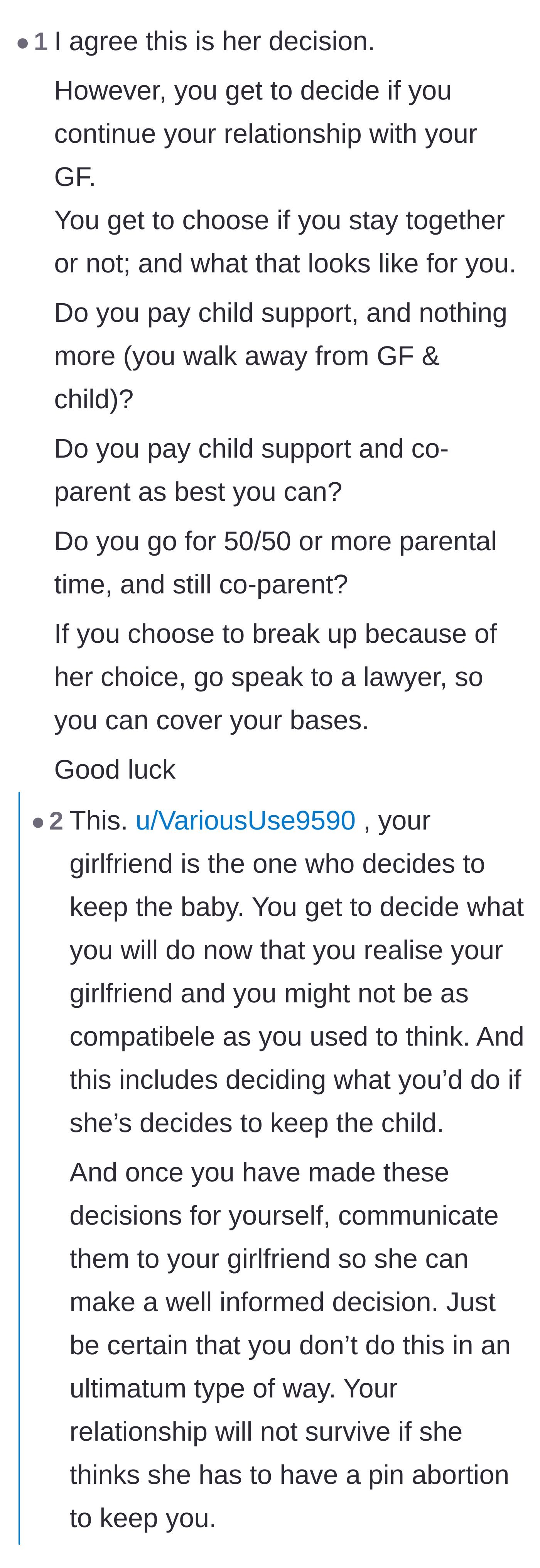 Comment thread 5 - Constructive advice on how the boyfriend can set healthy boundaries regarding his own future without giving a toxic ultimatum.