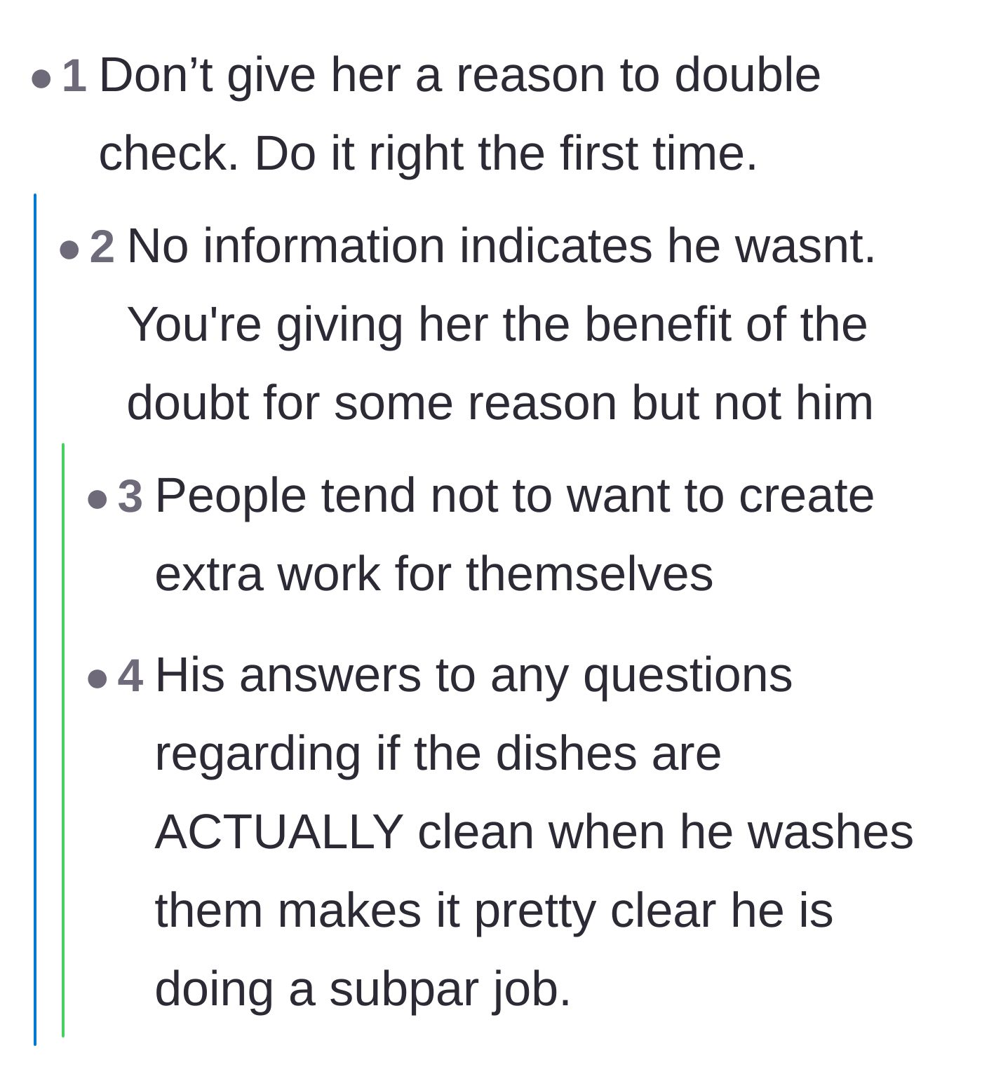 Comment thread 2 - A debate over whether the girlfriend is a control freak who loves making extra work or if she's just tired of dirty plates.