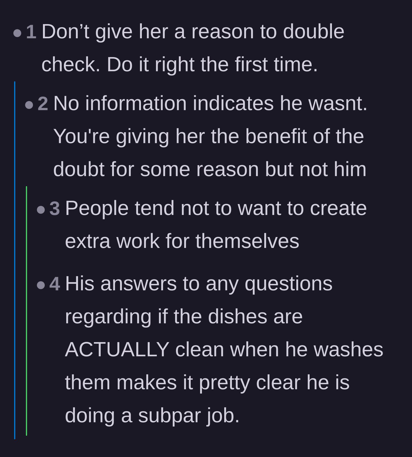 Comment thread 2 - A debate over whether the girlfriend is a control freak who loves making extra work or if she's just tired of dirty plates.