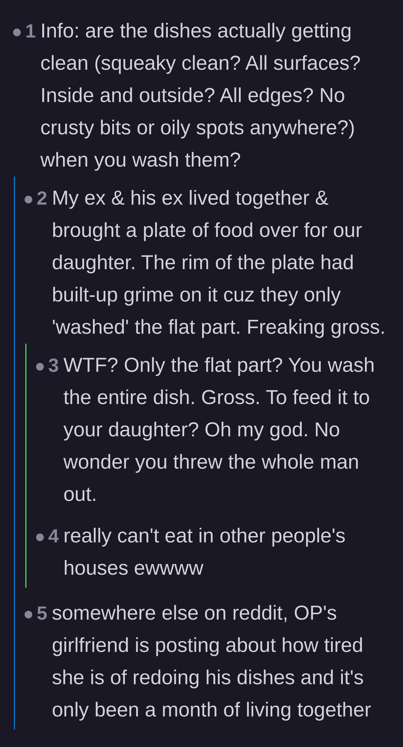 Comment thread 3 - Horror stories from readers about roommates and exes who only washed the tops of their dishes.