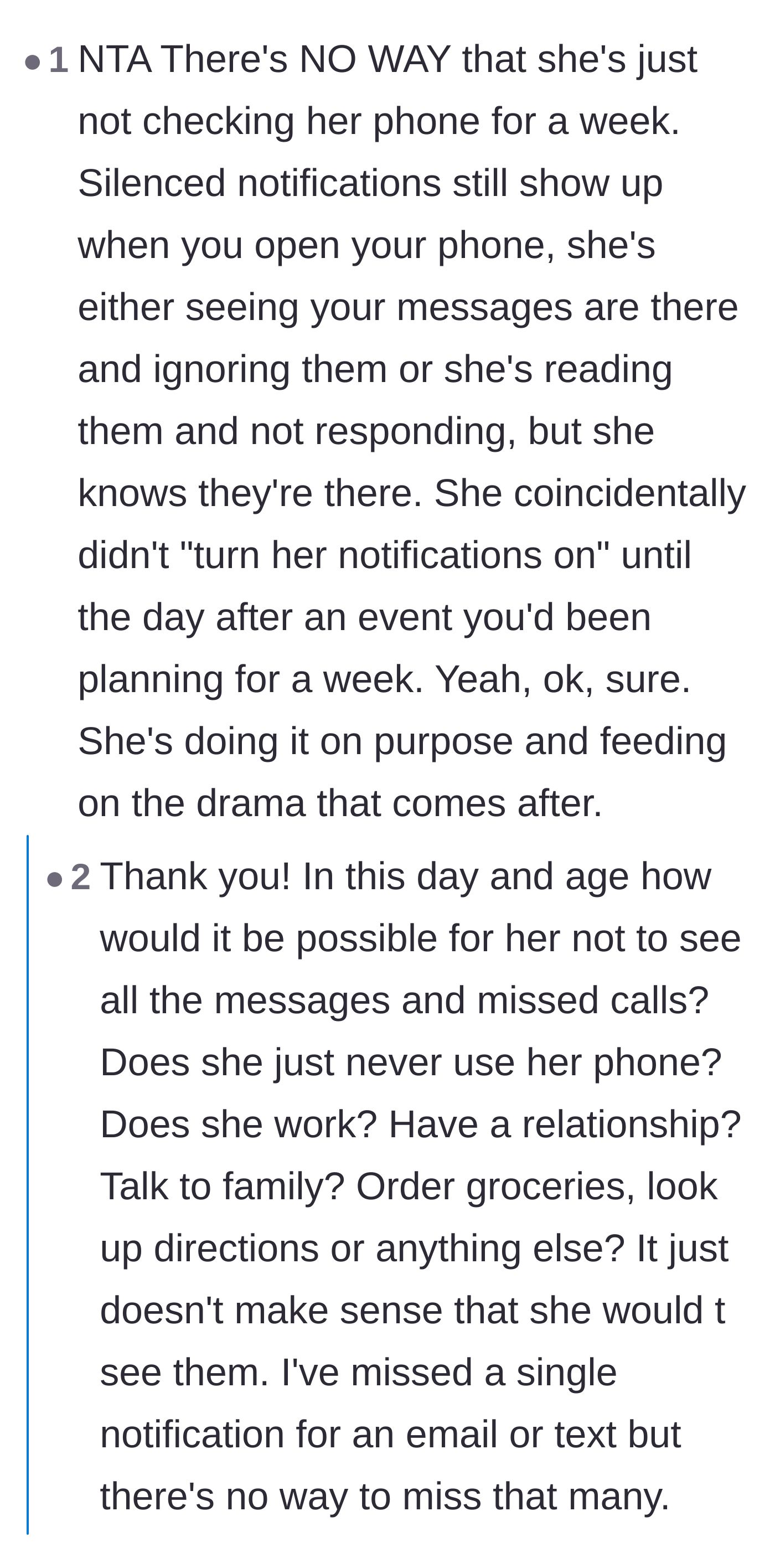 Comment thread 5 - Calling out the impossibility of an unemployed person not looking at their phone for an entire week.