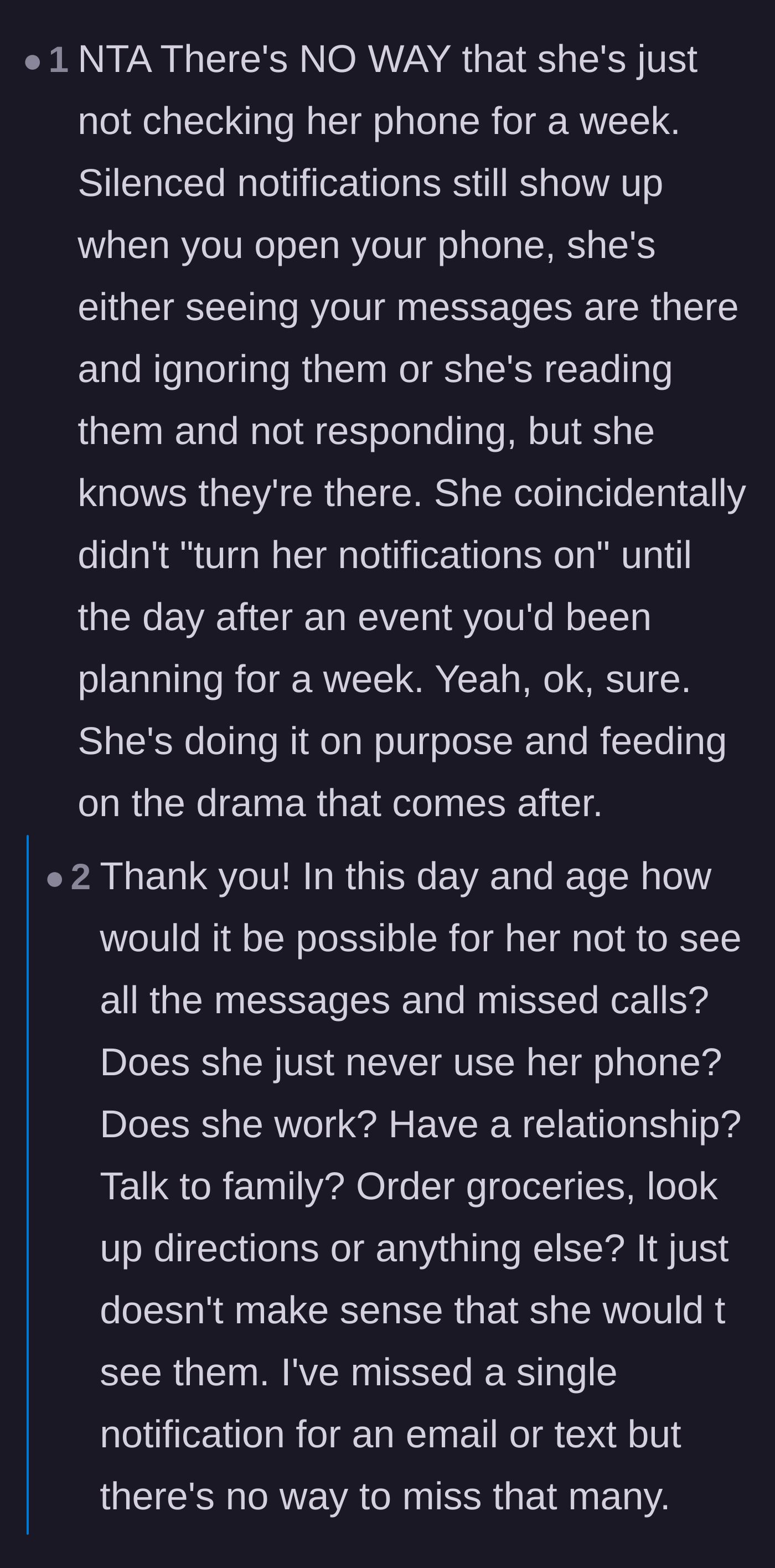 Comment thread 5 - Calling out the impossibility of an unemployed person not looking at their phone for an entire week.