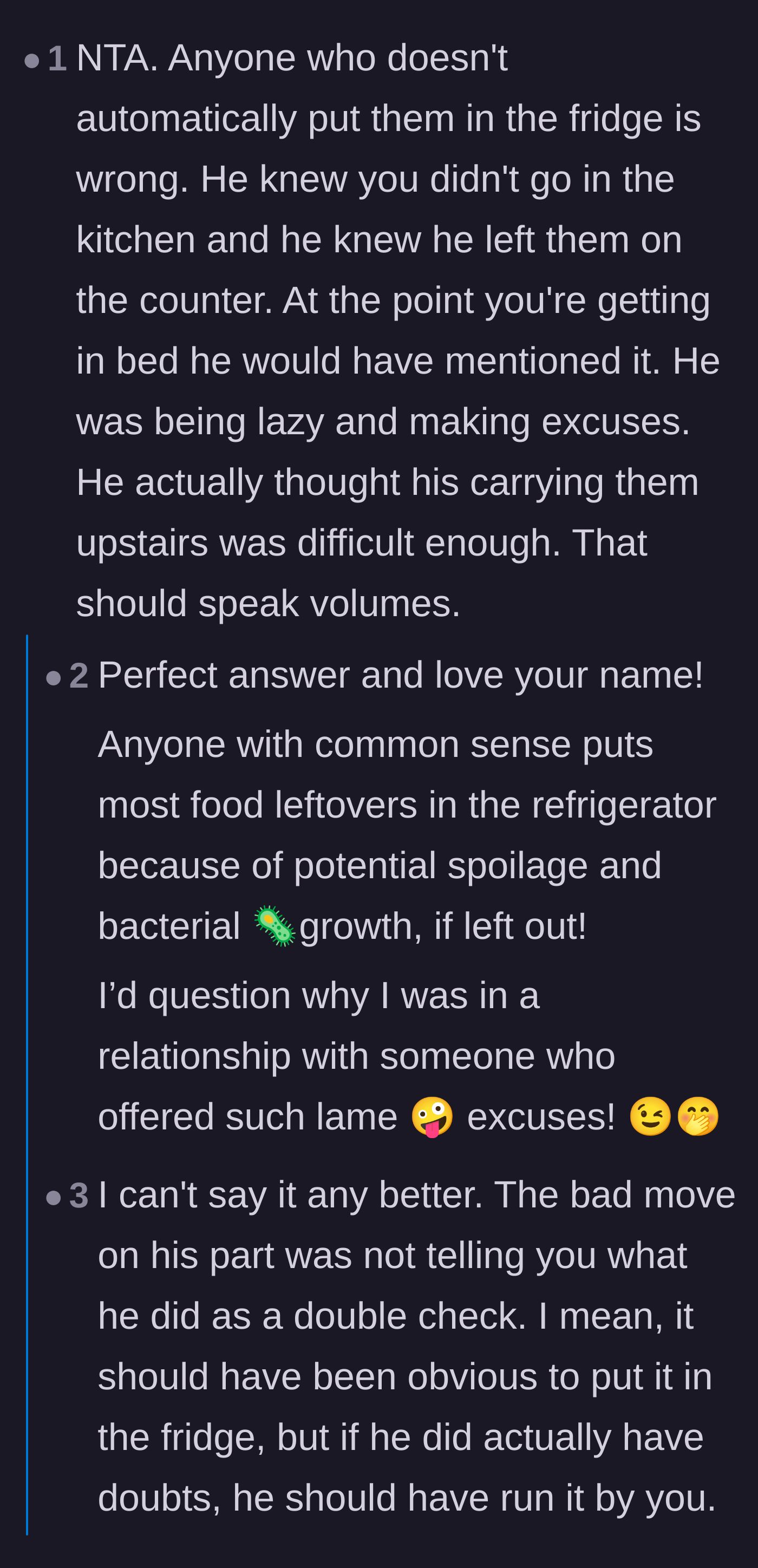 Comment thread 2 - Calling out the boyfriend's lack of communication and lazy excuses