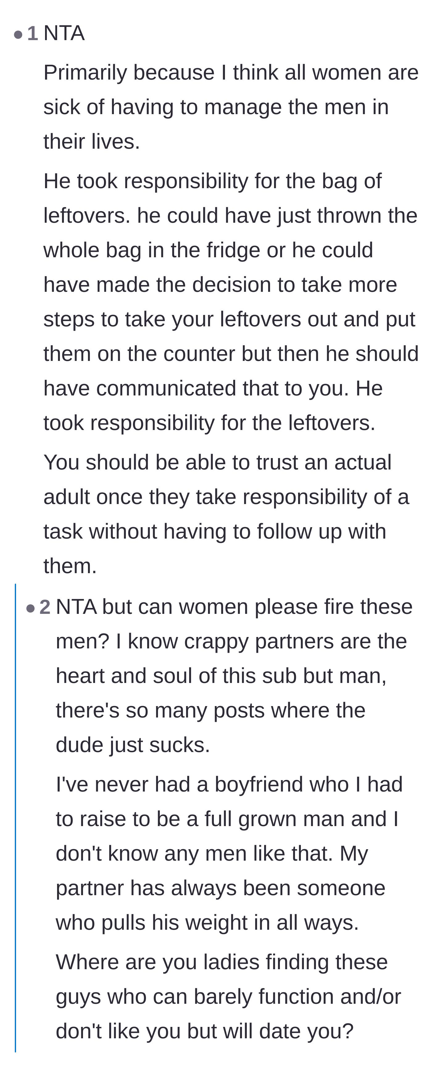 Comment thread 4 - Discussing the mental load women carry and why people stay with inconsiderate partners