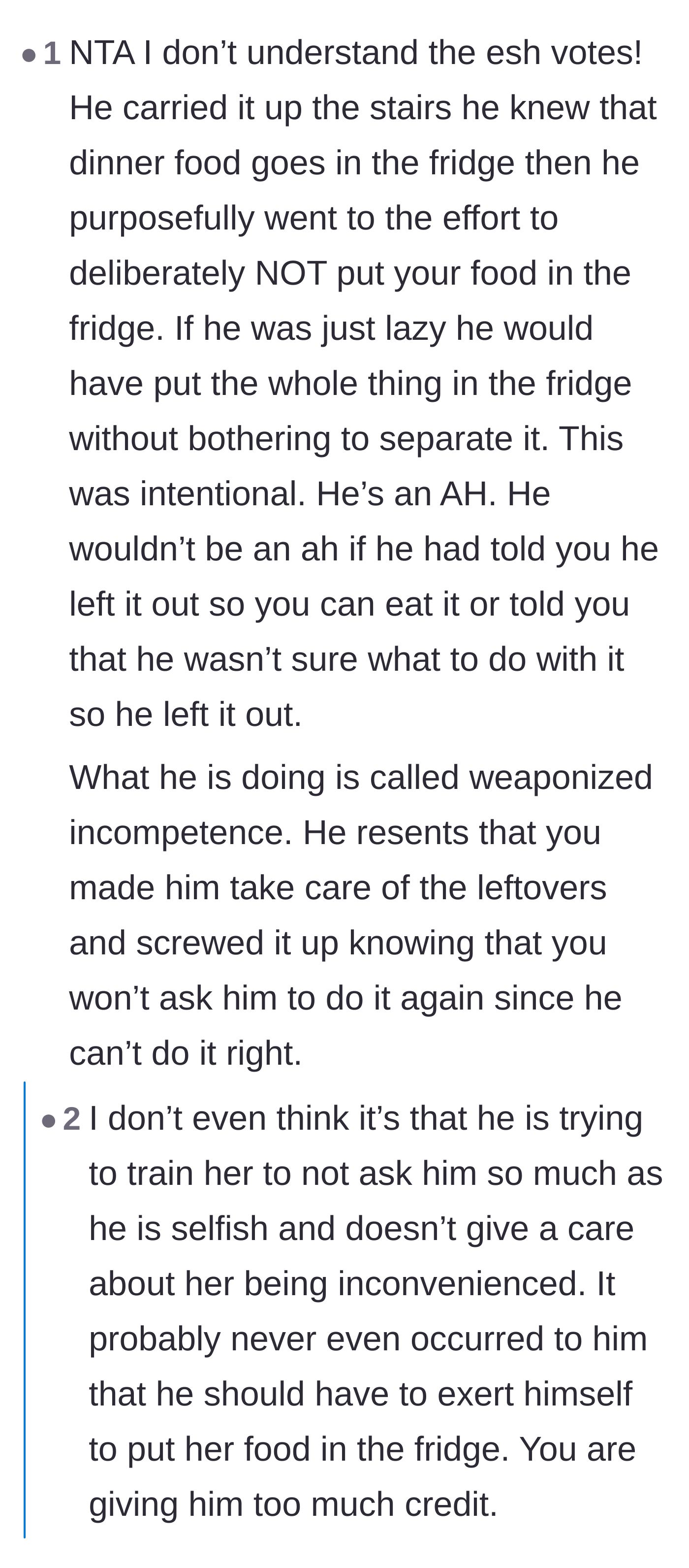 Comment thread 5 - Debating whether the boyfriend's actions were malicious or purely selfish