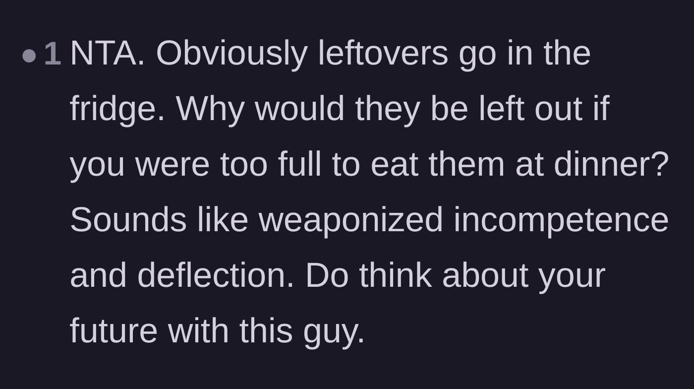 Comment thread 6 - Urging OP to reconsider her future with someone who deflects blame
