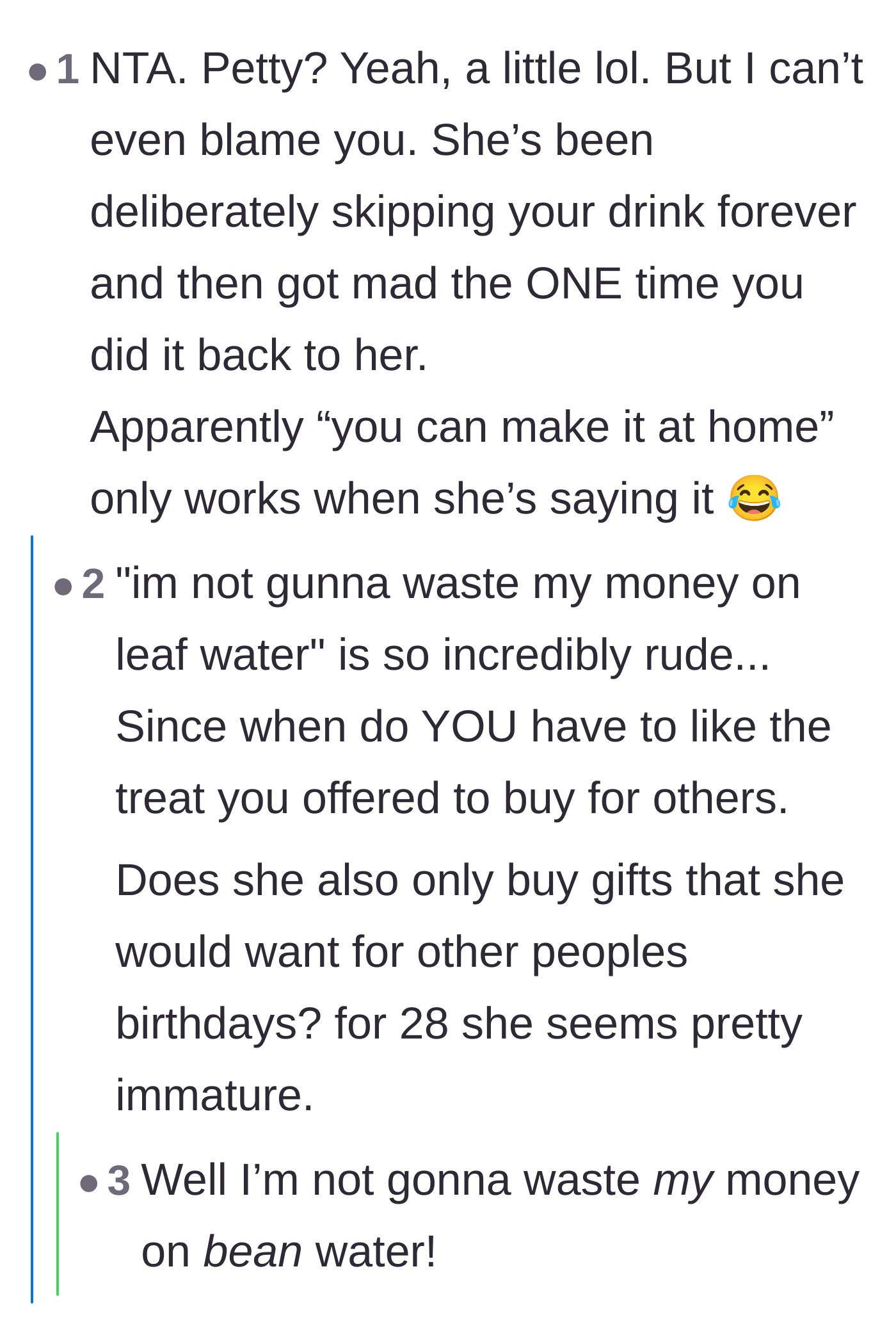 Comment thread 4 - Readers marveling at the sheer audacity of the daughter-in-law getting furious the one time her own rule was applied to her.