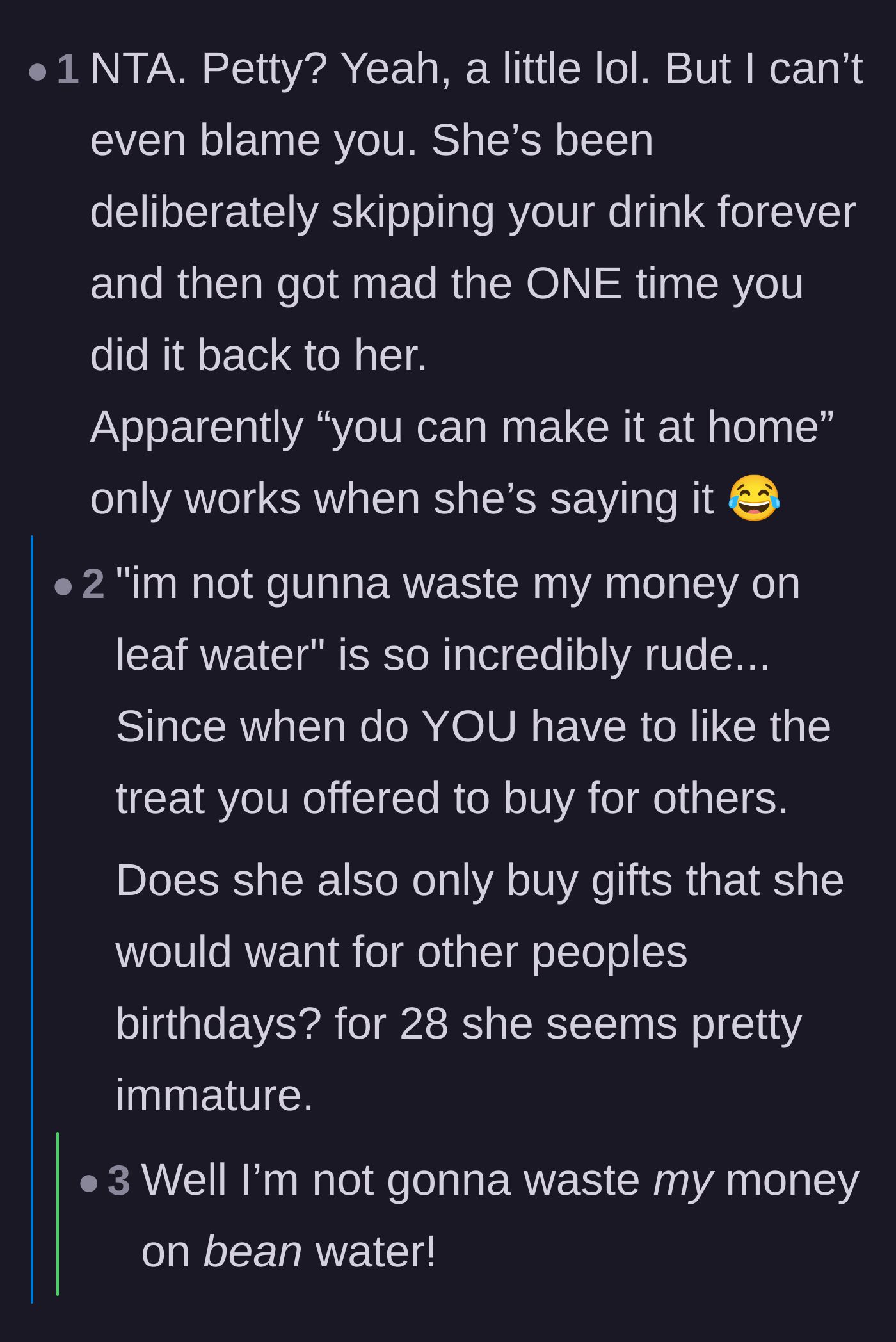 Comment thread 4 - Readers marveling at the sheer audacity of the daughter-in-law getting furious the one time her own rule was applied to her.