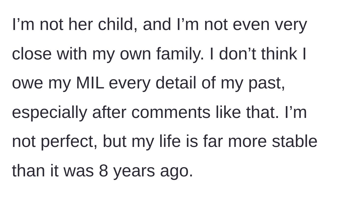 Story part 4 - The author defending their right to privacy and asserting that they are in a much more stable place now.