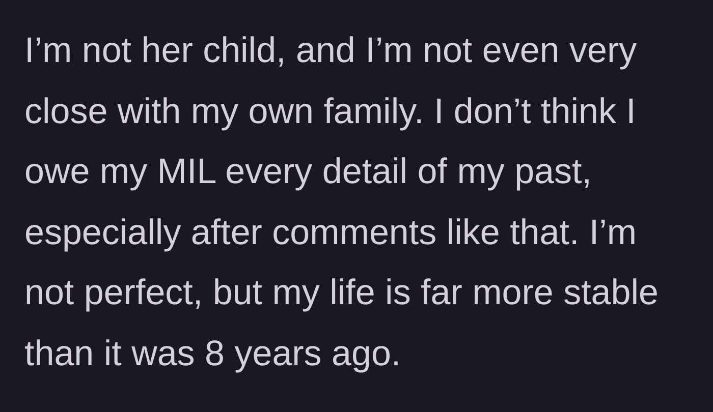 Story part 4 - The author defending their right to privacy and asserting that they are in a much more stable place now.