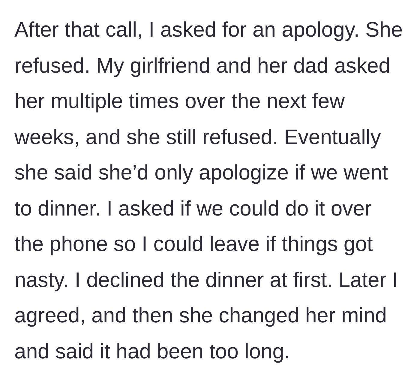 Story part 5 - The exhausting back-and-forth of trying to secure a simple apology, with the mother-in-law constantly changing her demands and playing games.