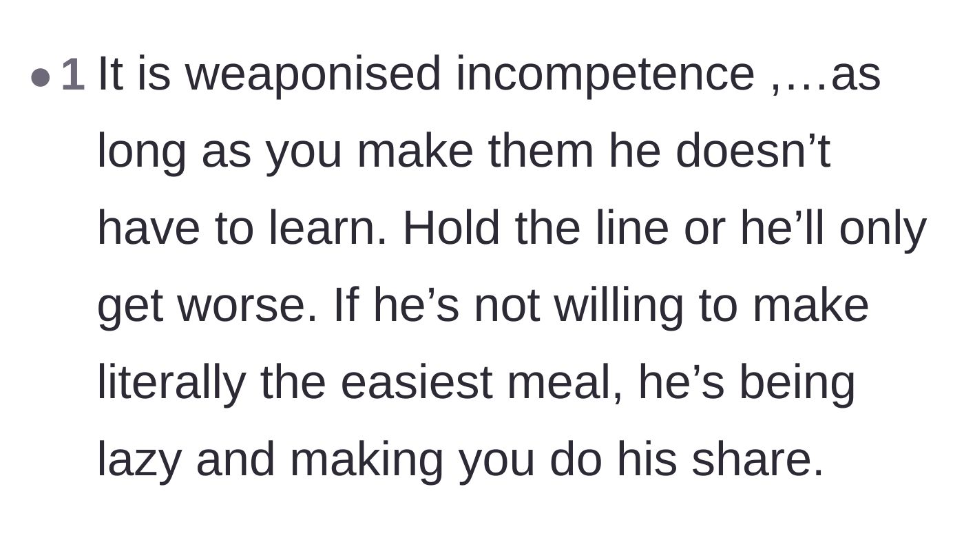Comment thread 4 - A commenter urging the girlfriend to hold the line so his laziness doesn't escalate and become the norm.