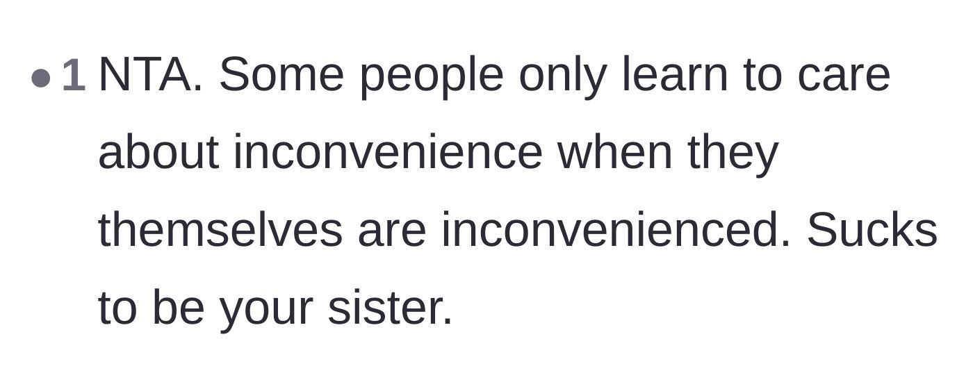 Comment thread 4 - A short comment noting that inconvenient people only learn when they are finally inconvenienced themselves.