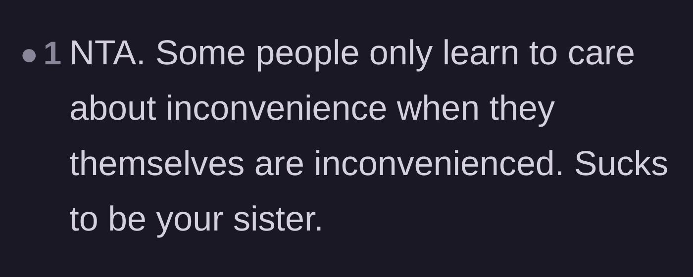 Comment thread 4 - A short comment noting that inconvenient people only learn when they are finally inconvenienced themselves.