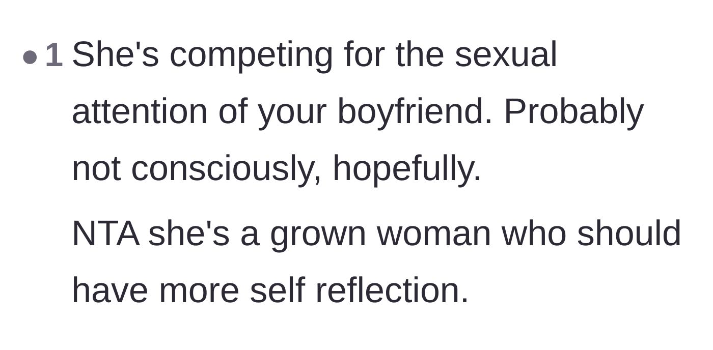 Comment thread 5 - A blunt assessment that the mother is subconsciously competing for the boyfriend's sexual attention.