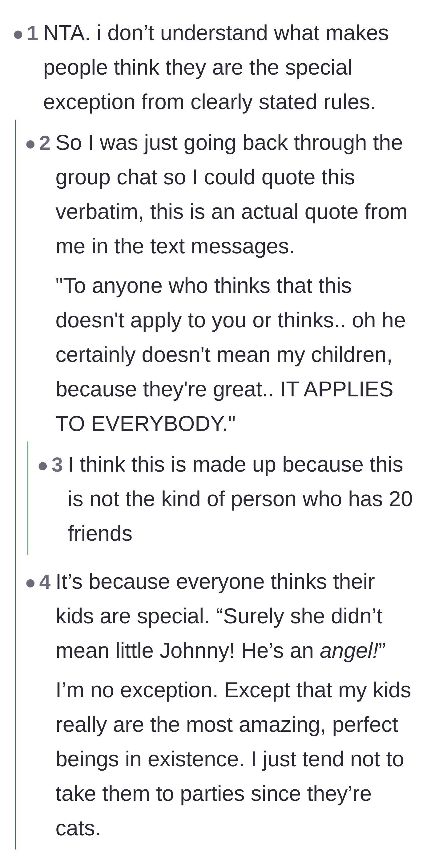 Comment thread 2 - Commenters discussing the sheer entitlement of parents who think their child is the magical exception to the rule.