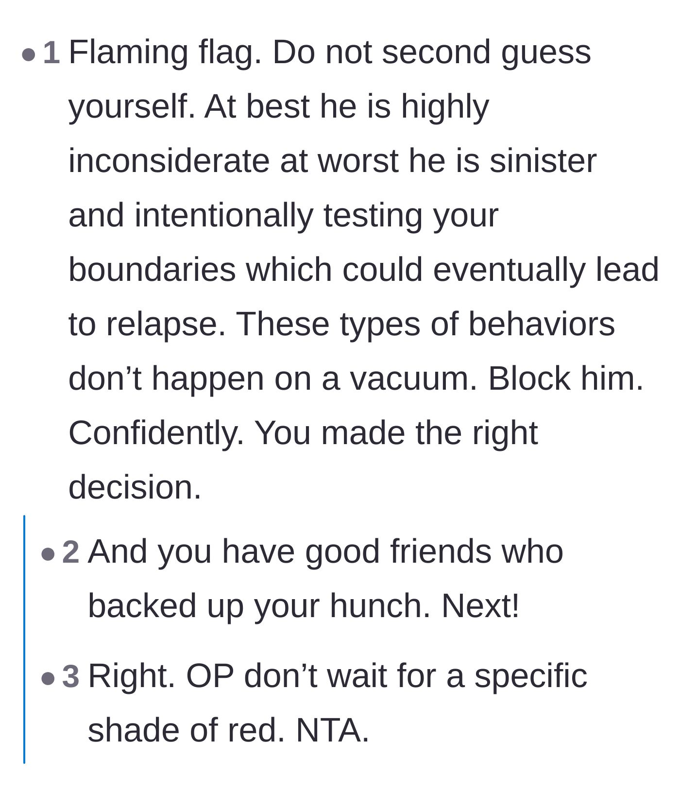 Comment thread 1 - A reader declaring the date's behavior a glaring red flag and praising the author's decision to walk away.