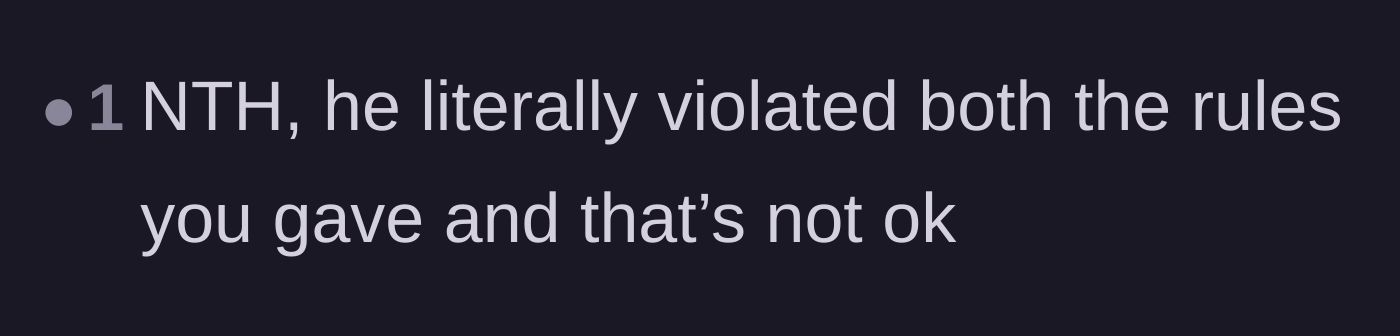 Comment thread 3 - A straightforward comment pointing out the literal violation of the author's two simple boundaries.