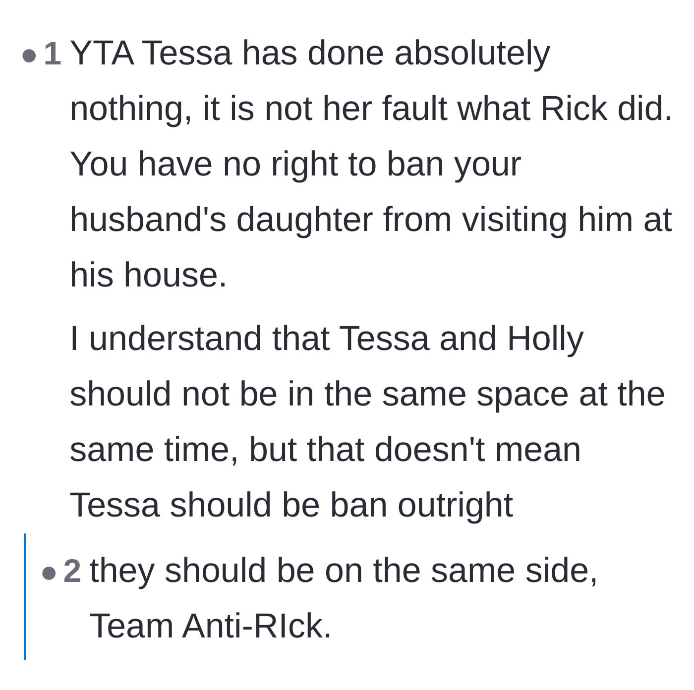 Comment thread 3 - Commenters argue over the mother's attempt to completely ban the stepdaughter from the family home.