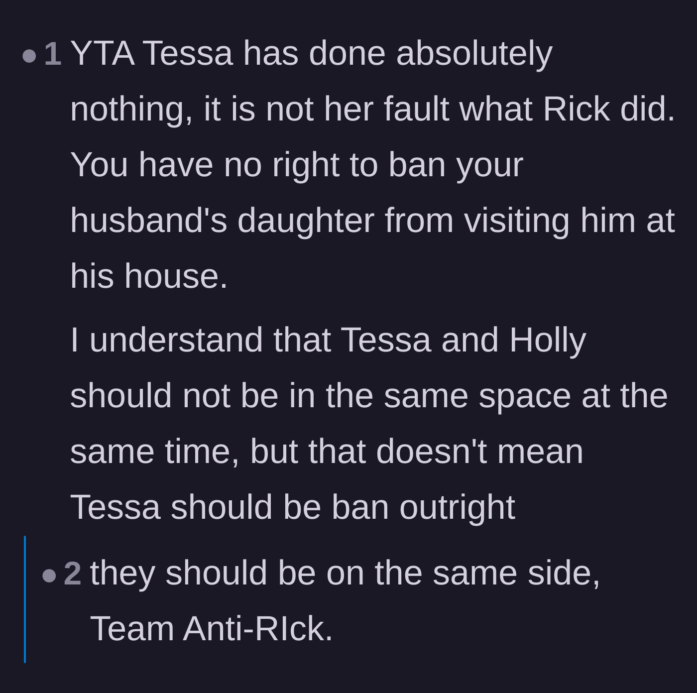 Comment thread 3 - Commenters argue over the mother's attempt to completely ban the stepdaughter from the family home.
