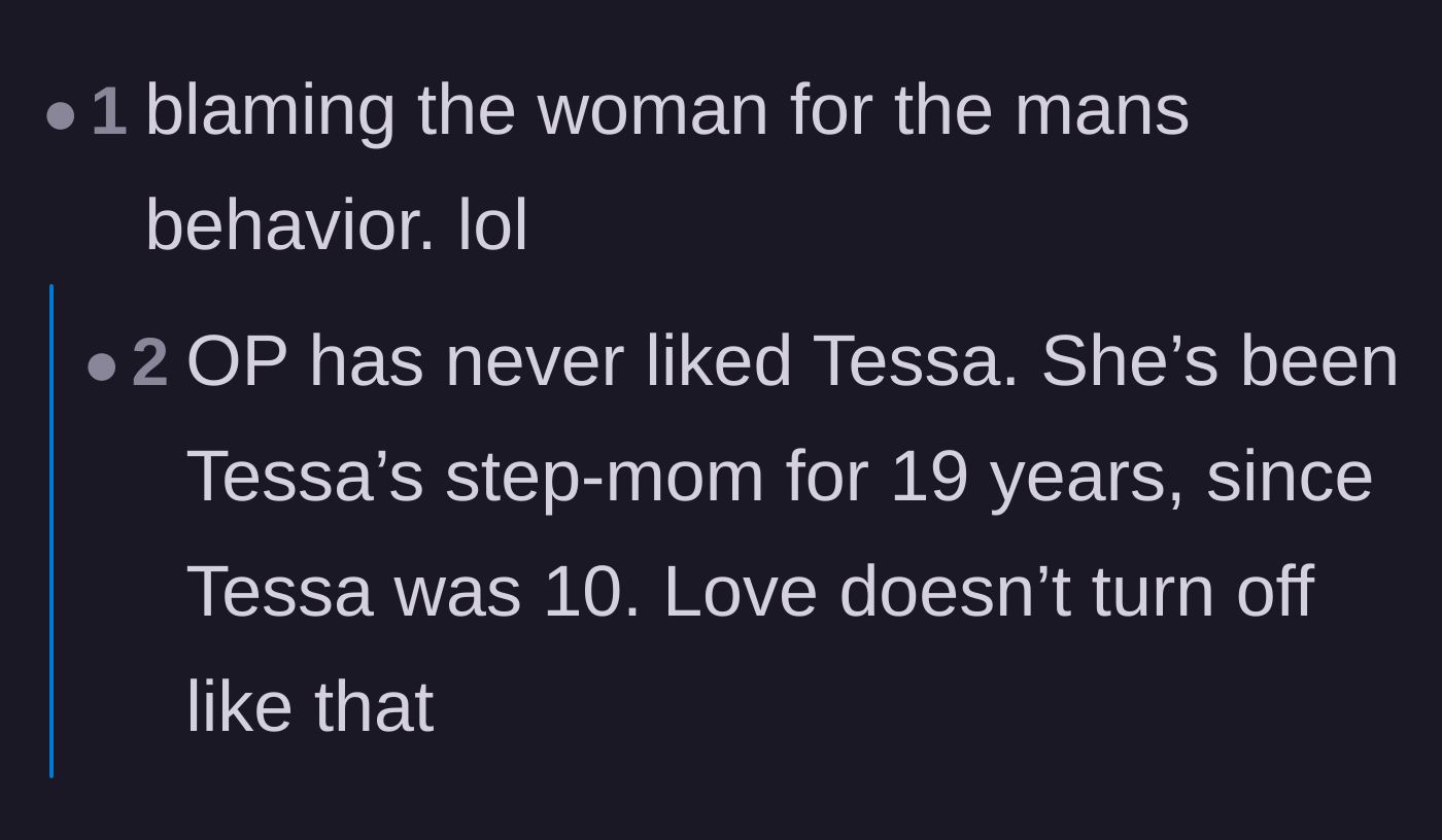 Comment thread 6 - Readers suspect the mother is using this crisis as an excuse to unleash years of hidden resentment toward her stepdaughter.