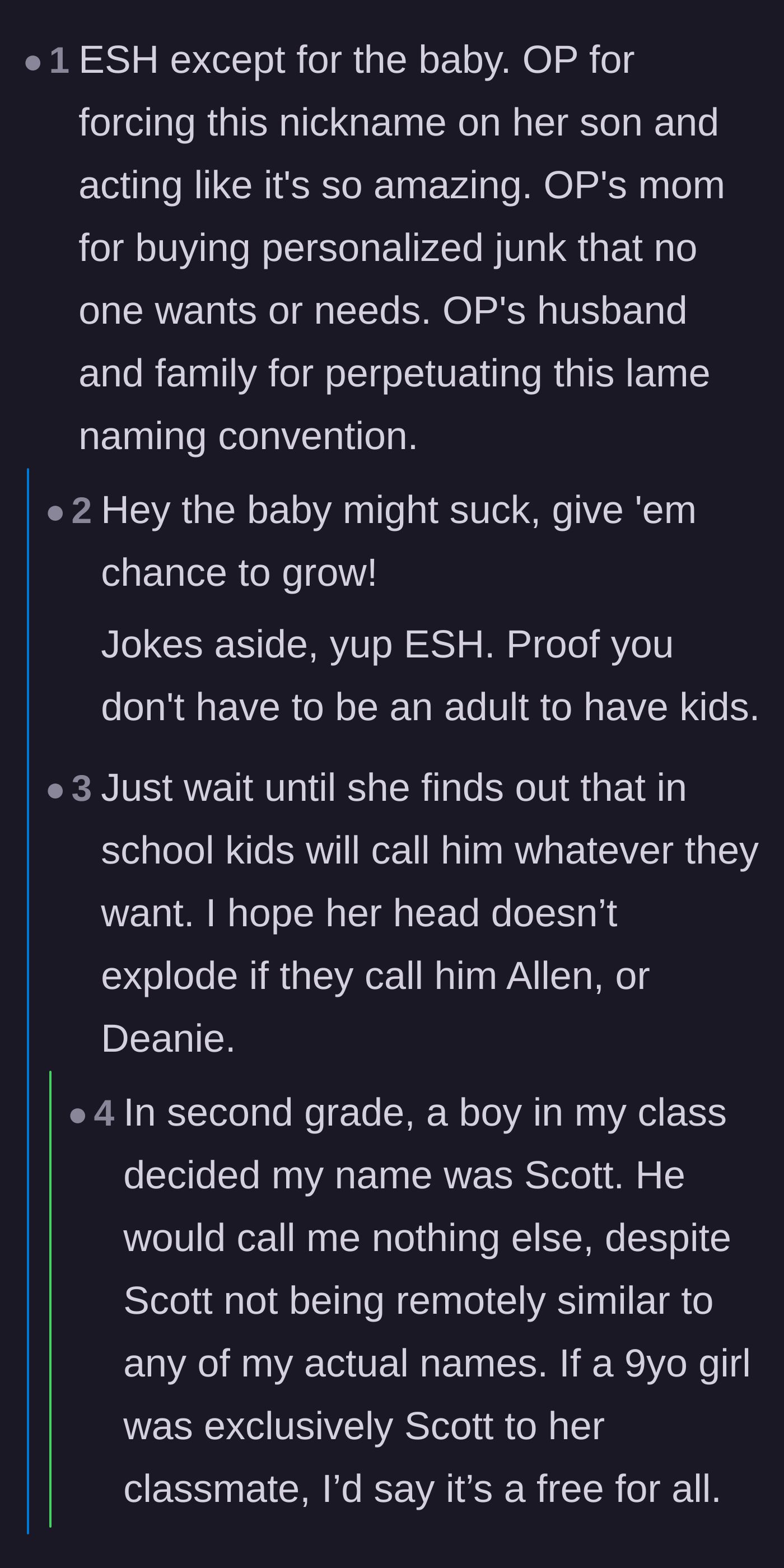 Comment thread 6 - A verdict that everyone in the family is at fault, heavily criticizing the heavy expectations of the naming convention itself.