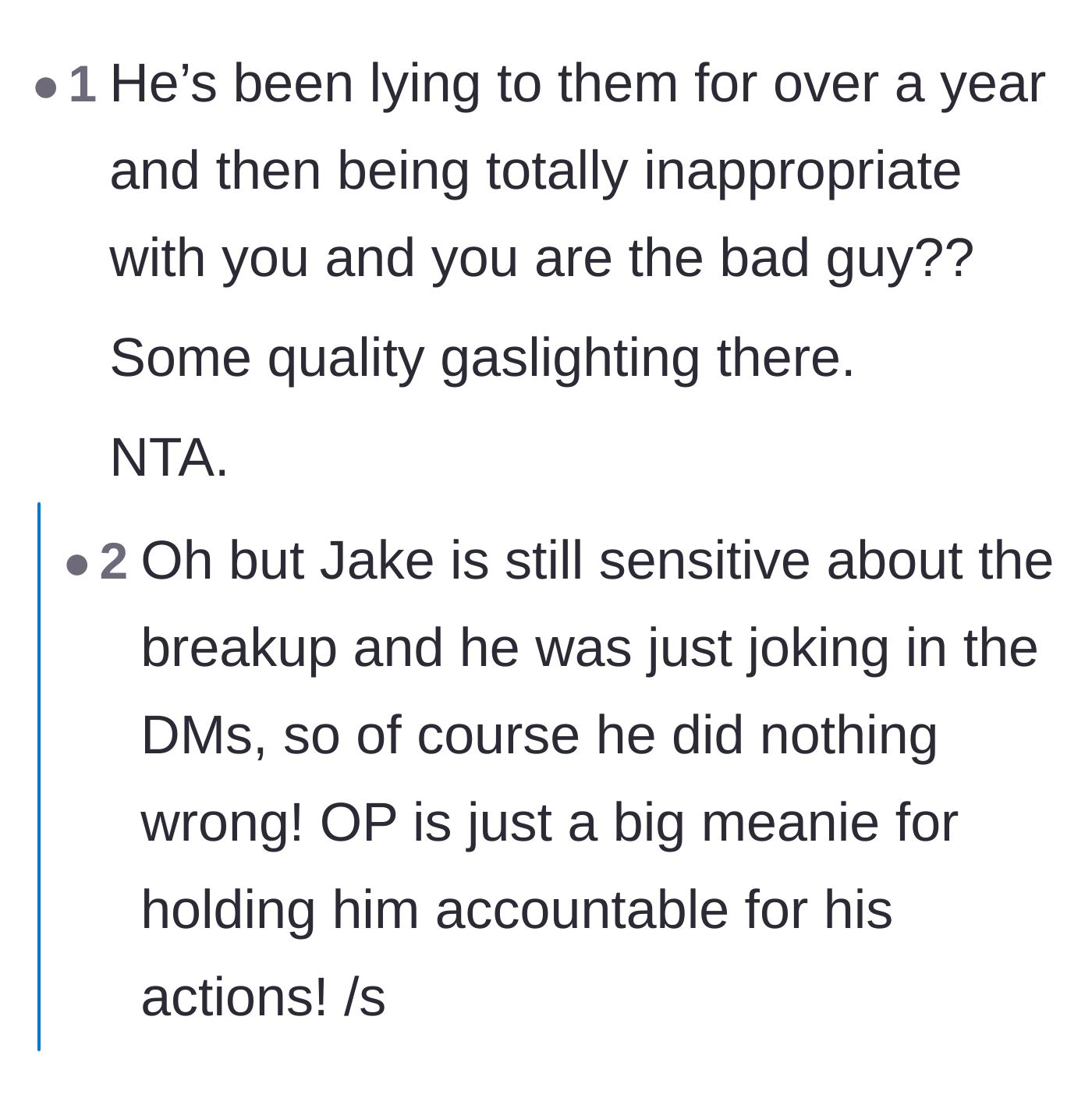 Comment thread 2 - Readers calling out the blatant gaslighting from the in-laws who are blaming the main character instead of the creepy brother.