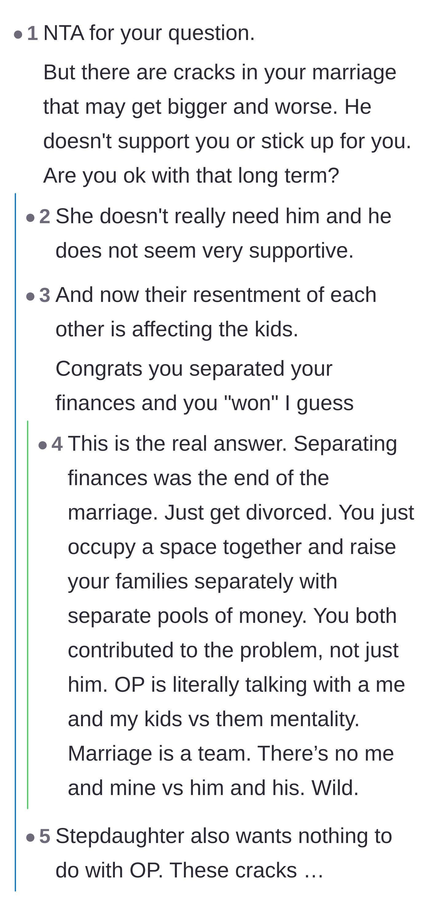 Comment thread 3 - Questioning the long-term viability of a marriage with such deep divides.