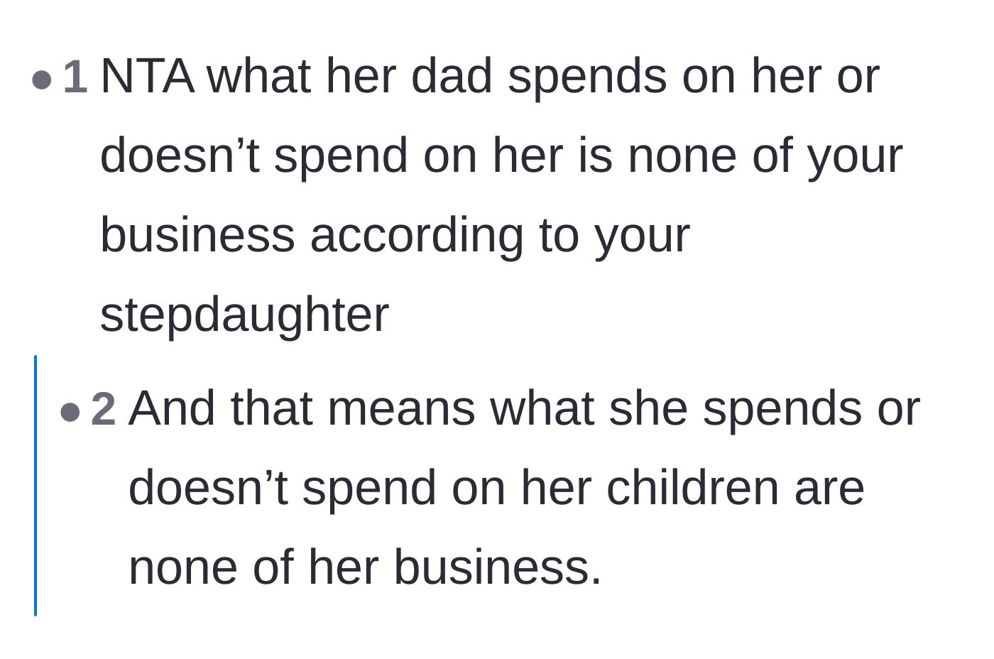 Comment thread 4 - Suggesting the stepmom use the stepdaughter's exact words against her.