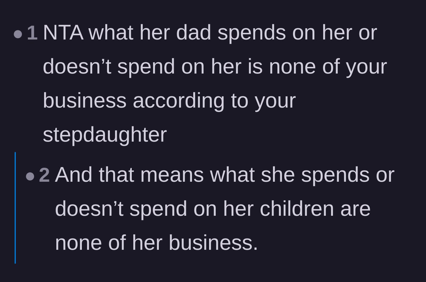 Comment thread 4 - Suggesting the stepmom use the stepdaughter's exact words against her.